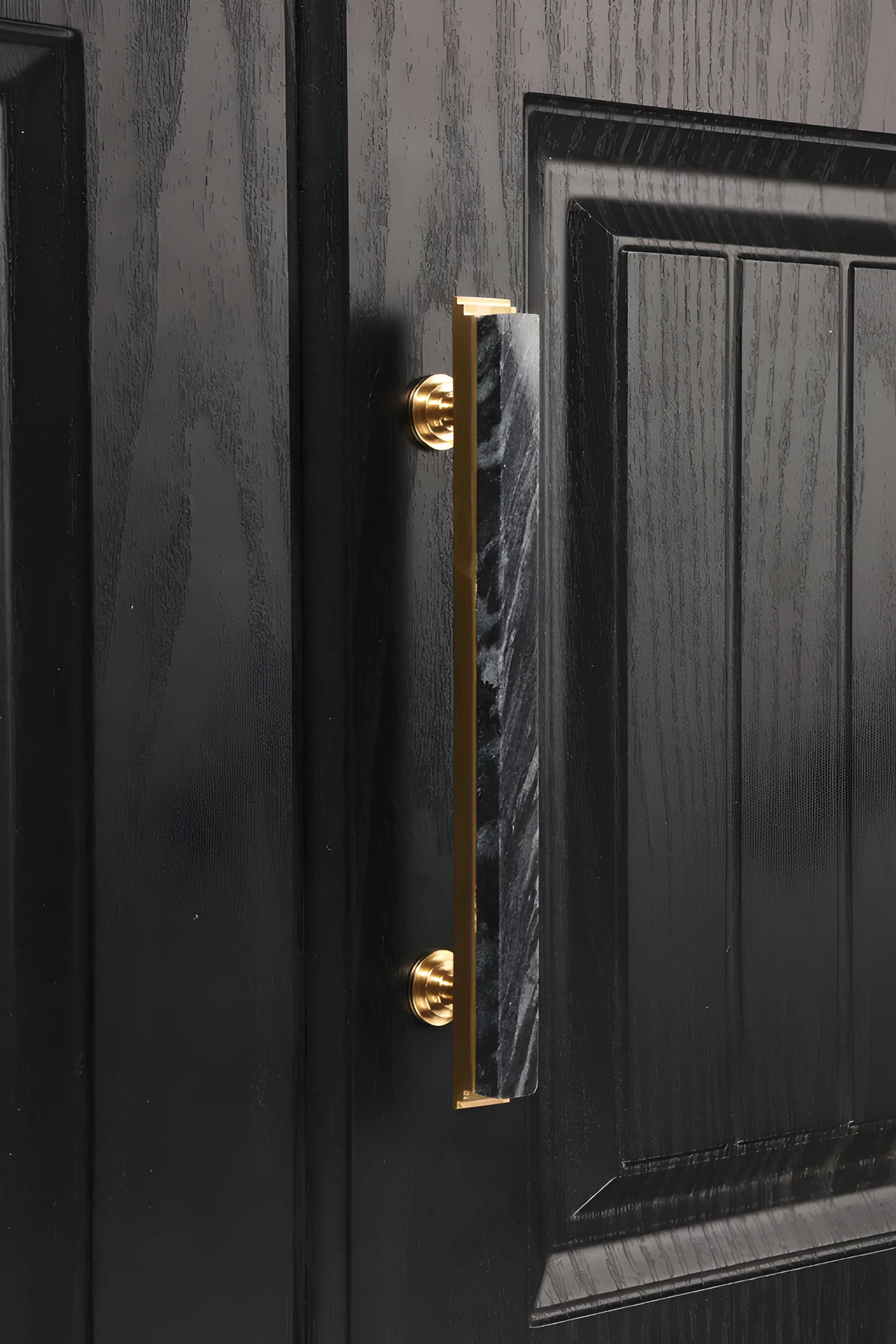 Acropolis solid brass & marble cabinet handle, white|green|grey finish, by Mantara, model M-0010-H.