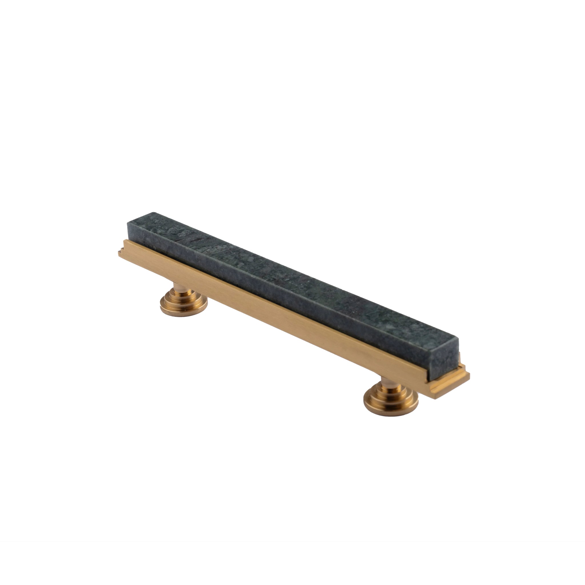 Acropolis Handle M-0010-H in Grey marble & brass, brushed finish, 144mm & 170mm, for modern cabinets by Mantara