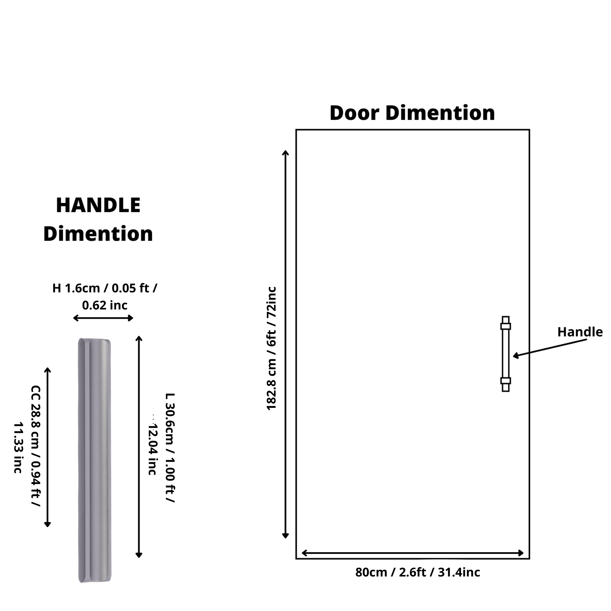 Adele handle AL-0016, grey aluminum, L306mm CC288mm, brushed finish, for kitchen & dresser drawers by Mantara