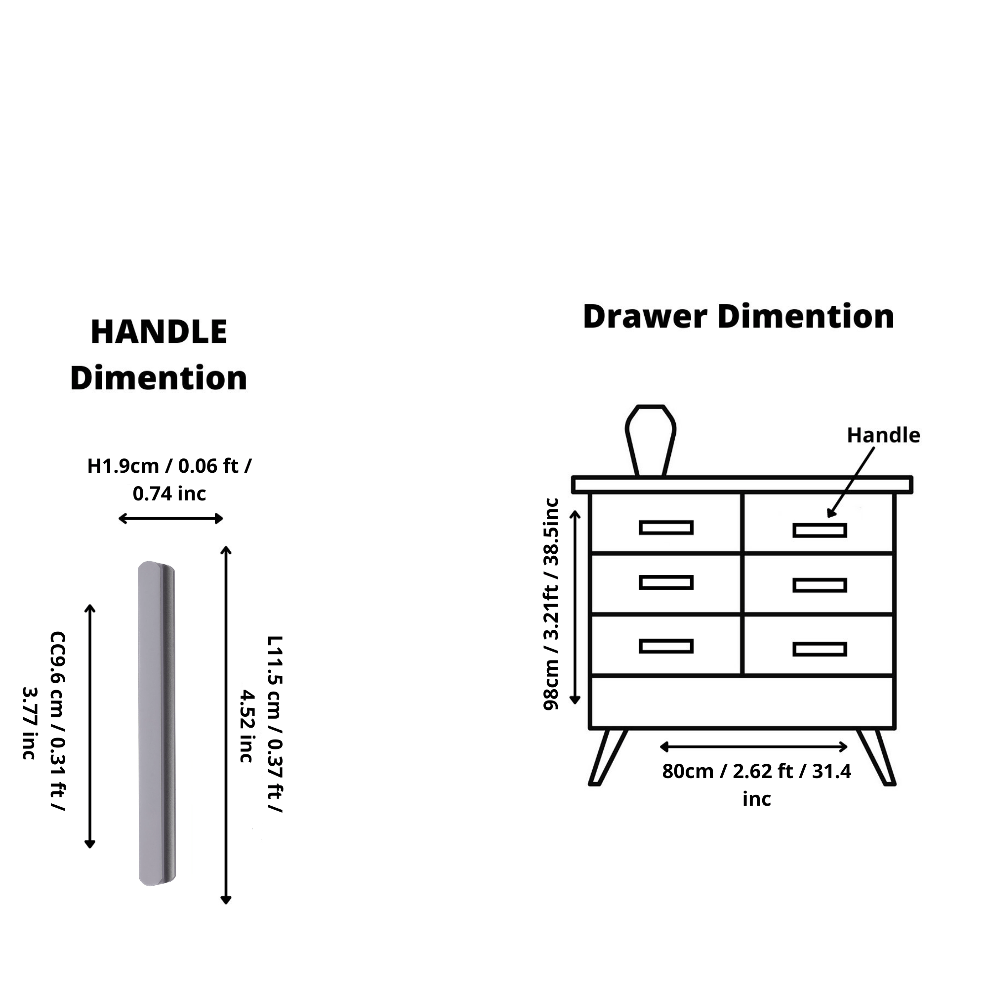 Adele handle AL-0016, grey aluminum, L115mm CC96mm, brushed finish, for kitchen drawers by Mantara