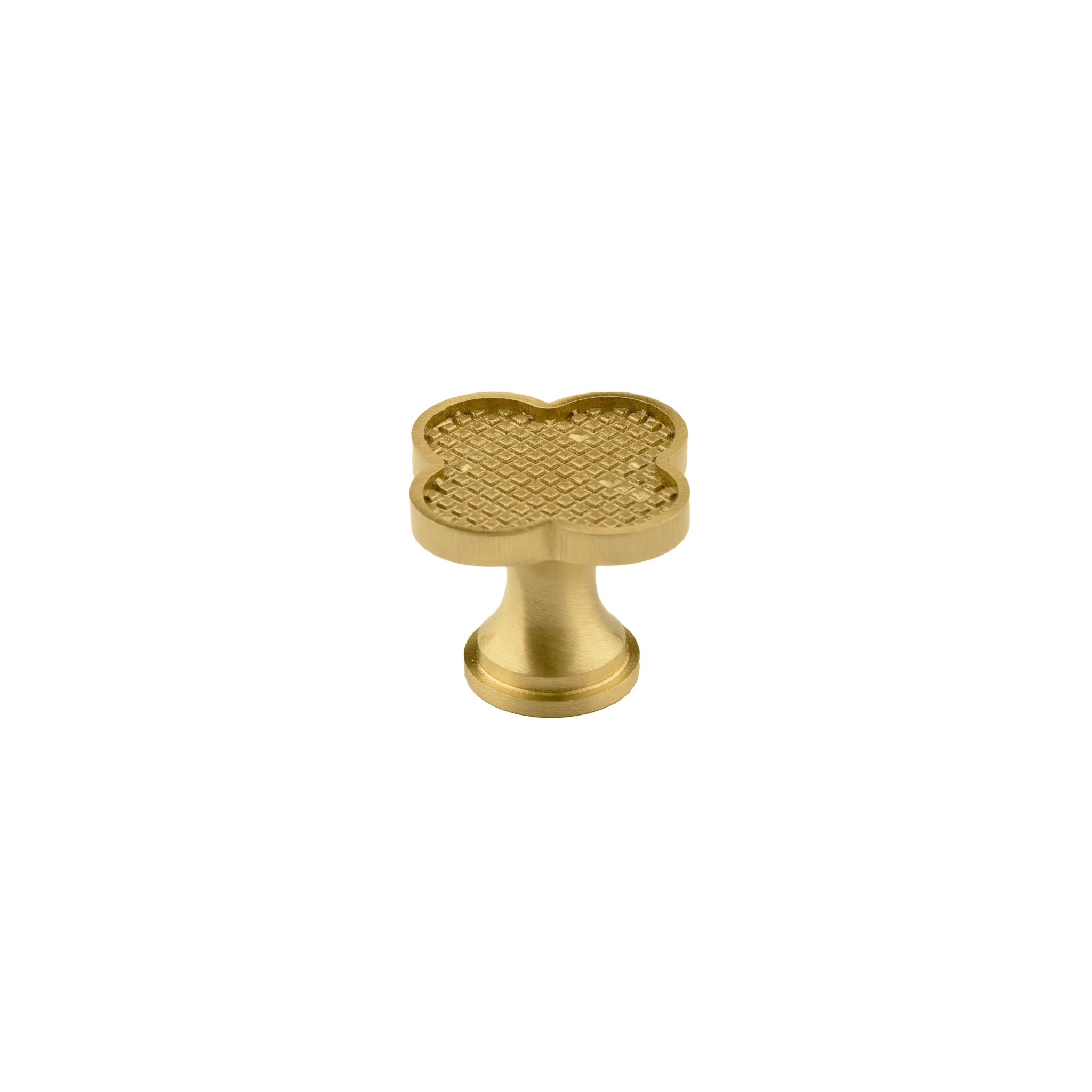 Alhambra knob made of brass and acrylic in Shell White, Dark Green, Yellow Snow, Magic Dark Pink, Magic Shell, Lattice Brass or White finishes, model A-0006 by Mantara, A-0006.