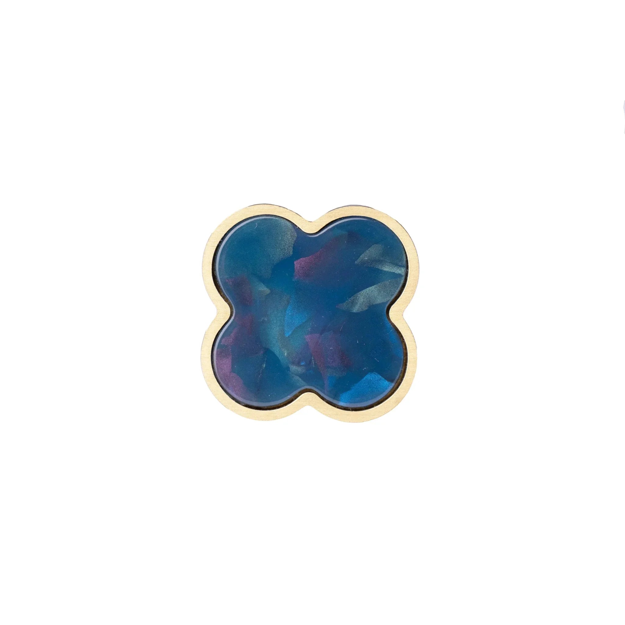 Acrylic and brass round drawer knob in Blue finish by Mantara for cabinets, wardrobes and kitchen drawers. Alhambra knob A-0006