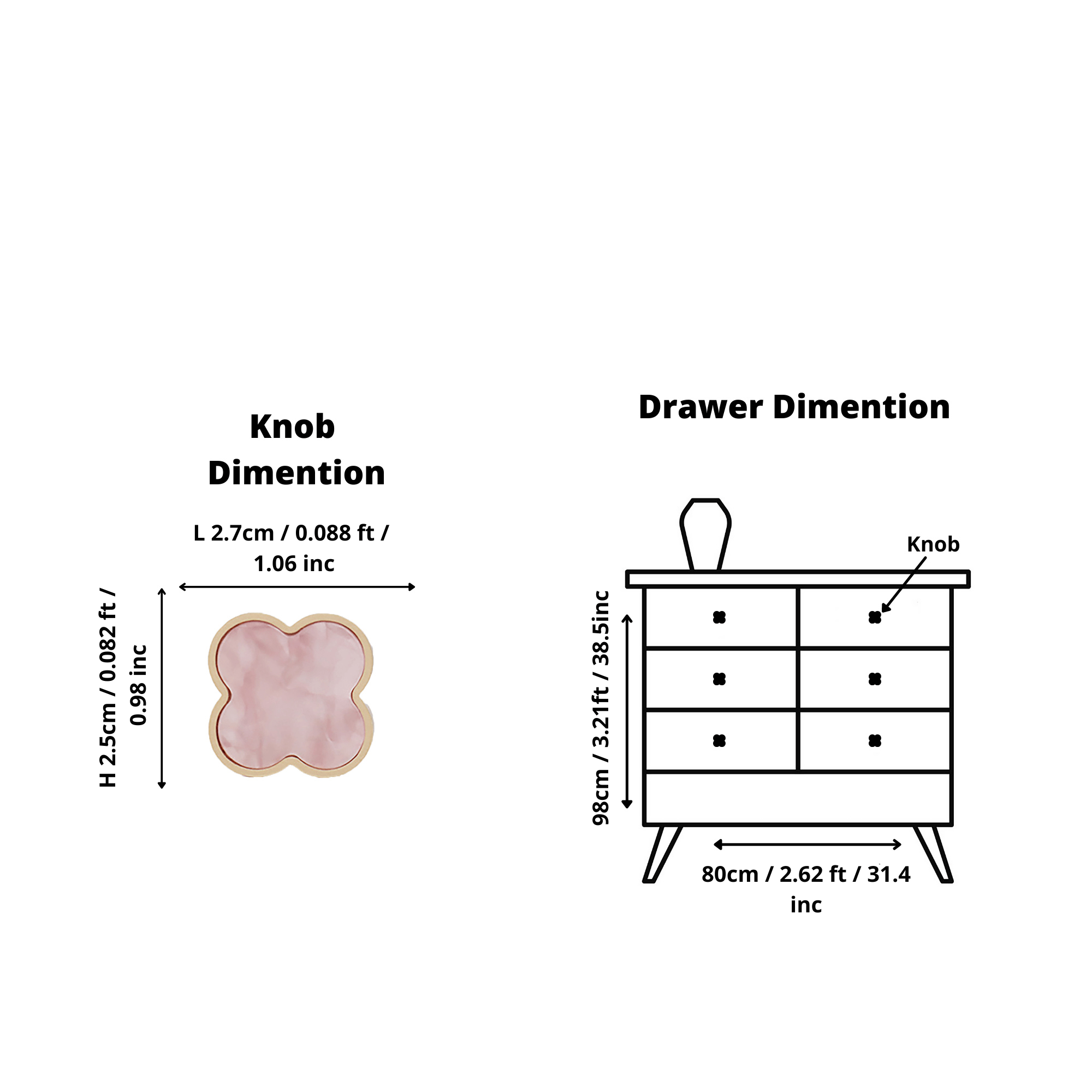 Alhambra knob made of brass and acrylic in Shell White, Dark Green, Yellow Snow, Magic Dark Pink, Magic Shell, Lattice Brass or White finishes, model A-0006 by Mantara, A-0006.