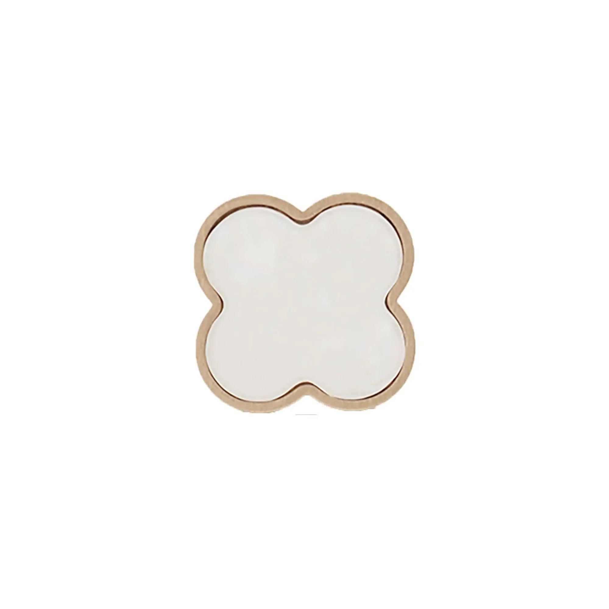 Acrylic and brass round drawer knob in shell white finish by Mantara for cabinets, wardrobes and kitchen drawers. Alhambra knob A-0006