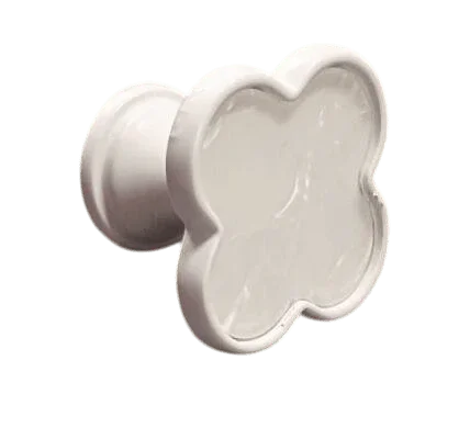 Acrylic and brass round drawer knob in White finish by Mantara for cabinets, wardrobes and kitchen drawers. Alhambra knob A-0006