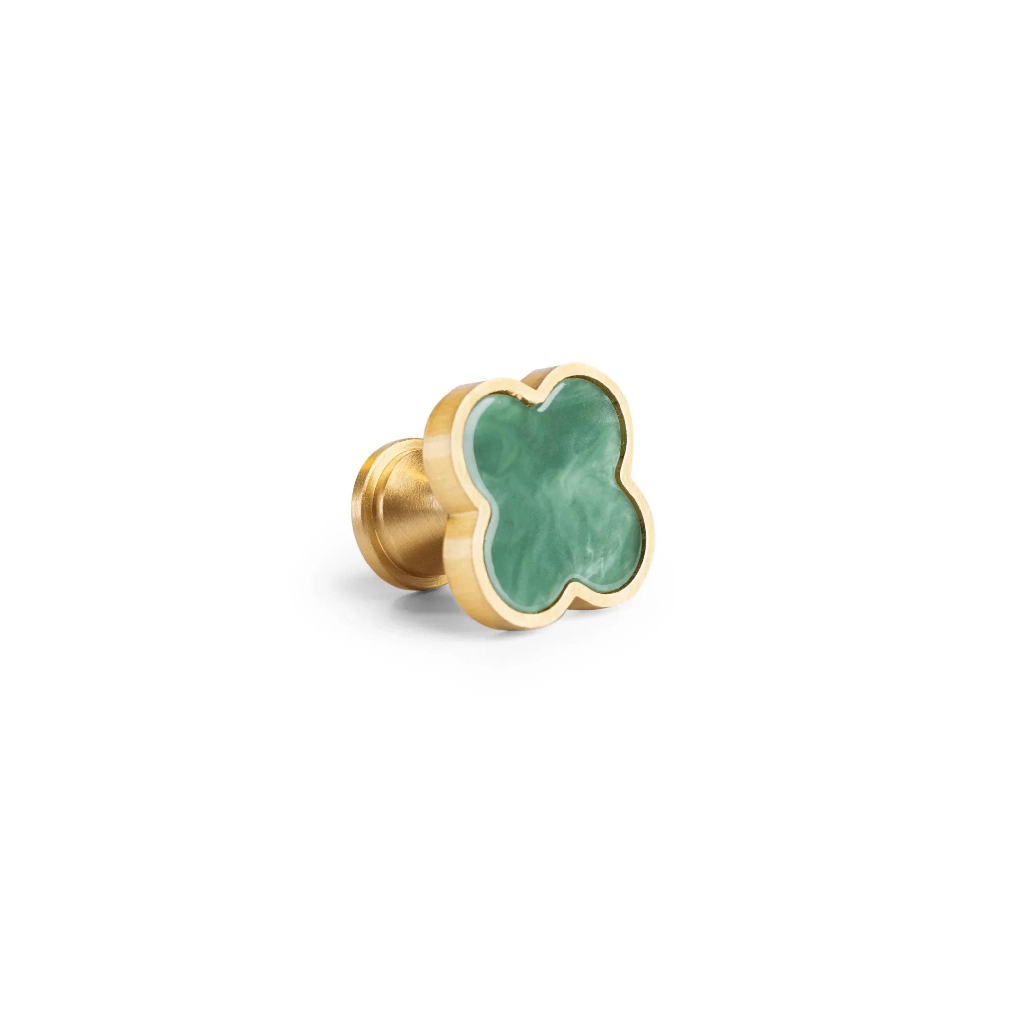 Acrylic and brass round drawer knob in Dark green finish by Mantara for cabinets, wardrobes and kitchen drawers. Alhambra knob A-0006