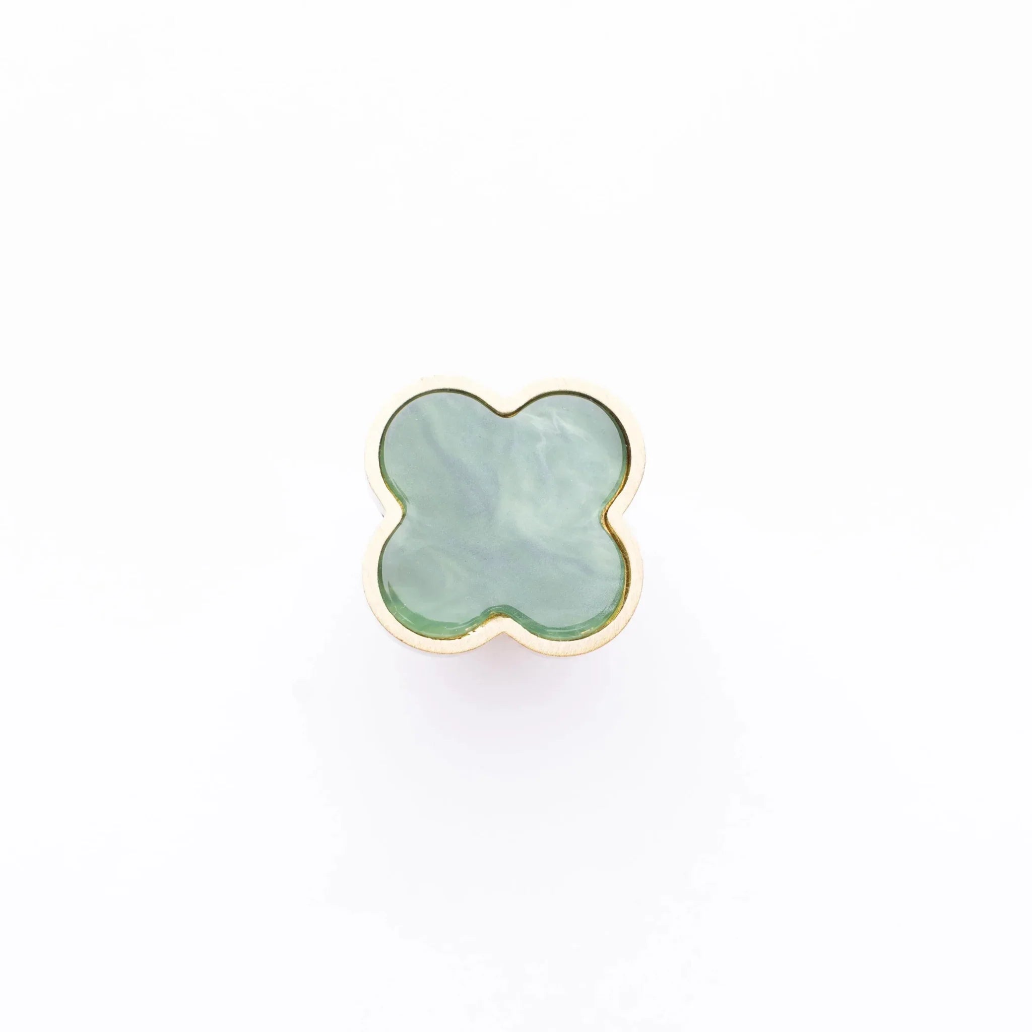 Acrylic and brass round drawer knob in Dark green finish by Mantara for cabinets, wardrobes and kitchen drawers. Alhambra knob A-0006