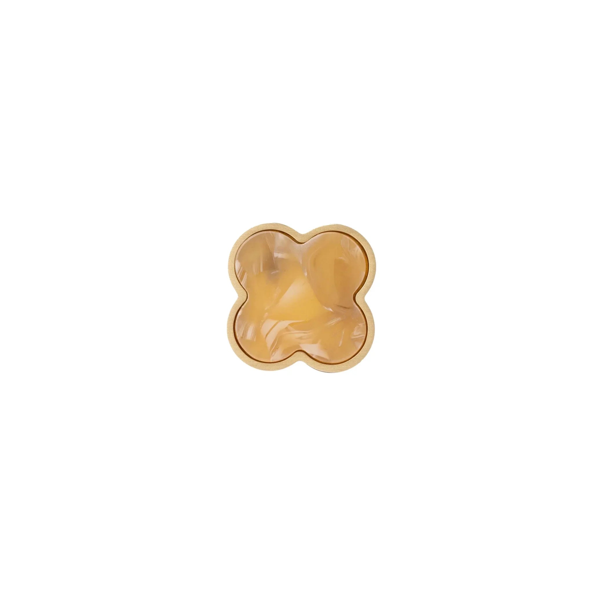 Acrylic and brass round drawer knob in yellow snow finish by Mantara for cabinets, wardrobes and kitchen drawers. Alhambra knob A-0006