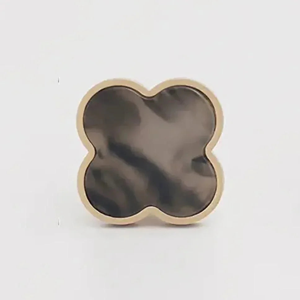 Acrylic and brass round drawer knob in Cloud mist finish by Mantara for cabinets, wardrobes and kitchen drawers. Alhambra knob A-0006
