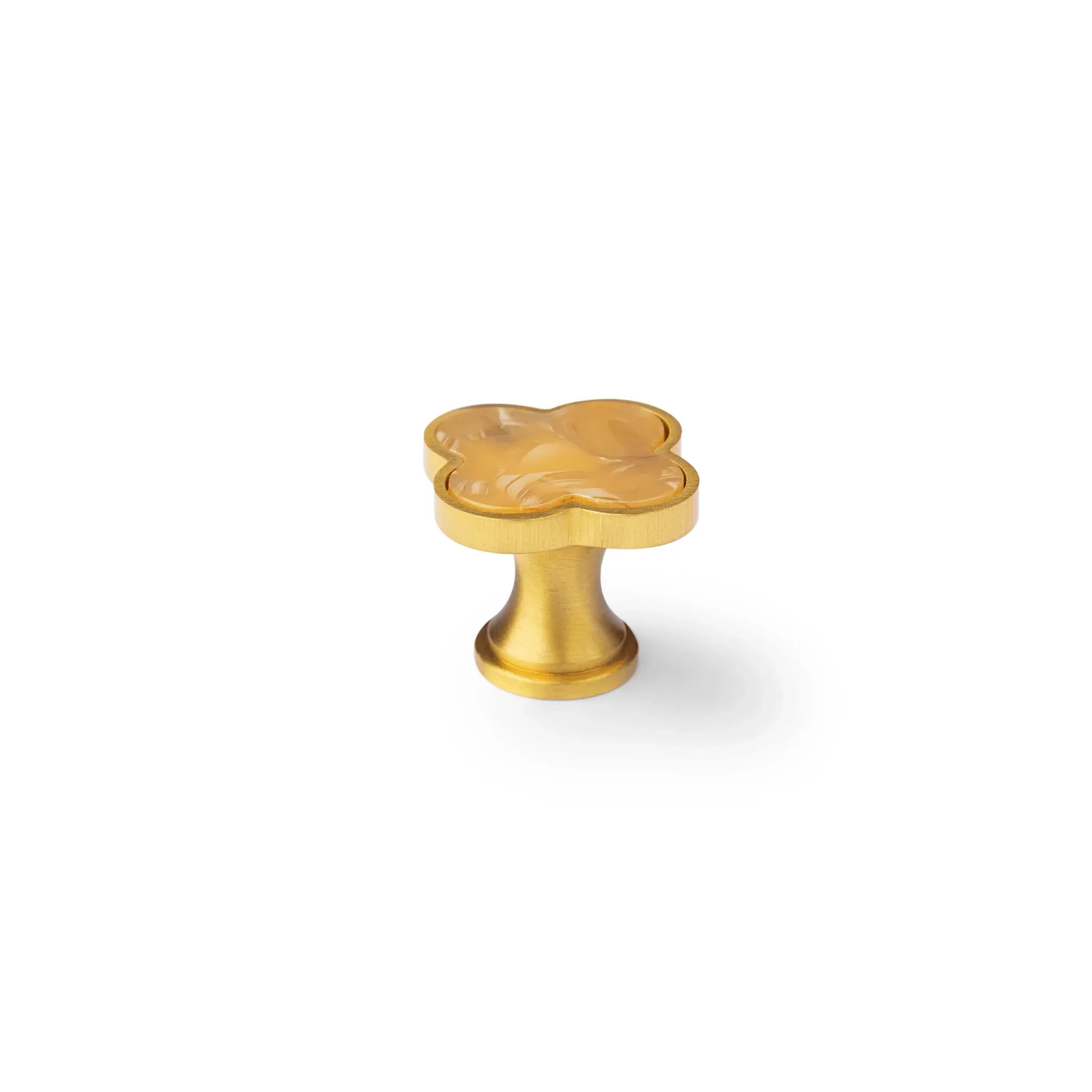 Acrylic and brass round drawer knob in yellow snow finish by Mantara for cabinets, wardrobes and kitchen drawers. Alhambra knob A-0006