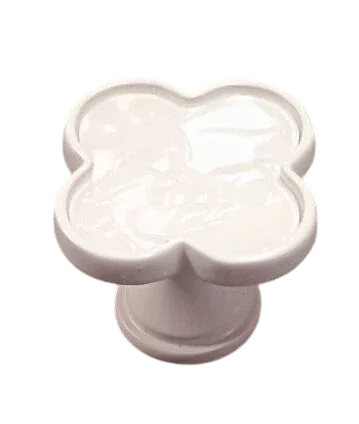 Acrylic and brass round drawer knob in White finish by Mantara for cabinets, wardrobes and kitchen drawers. Alhambra knob A-0006