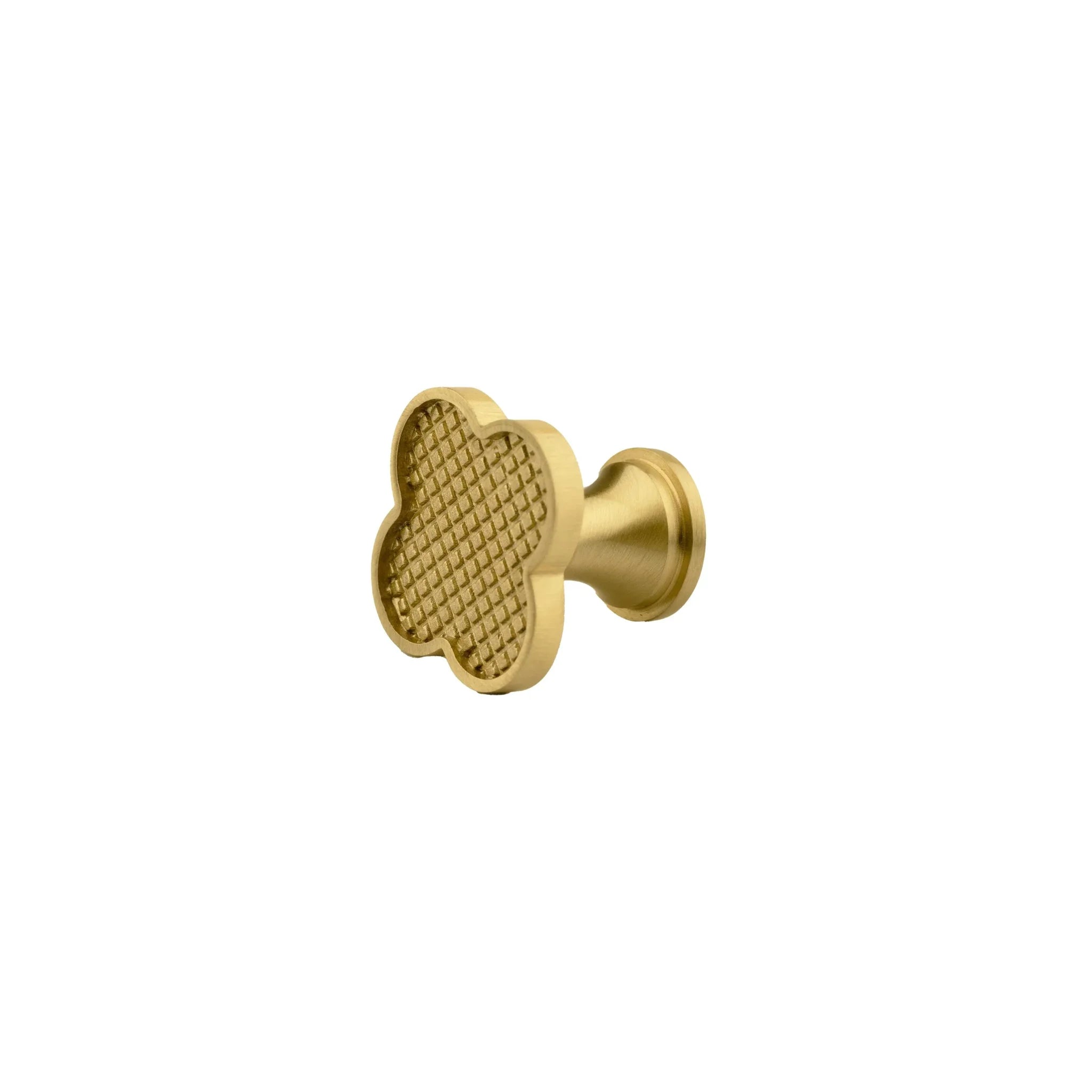 Acrylic and brass round drawer knob in lattice brass finish by Mantara for cabinets, wardrobes and kitchen drawers. Alhambra knob A-0006