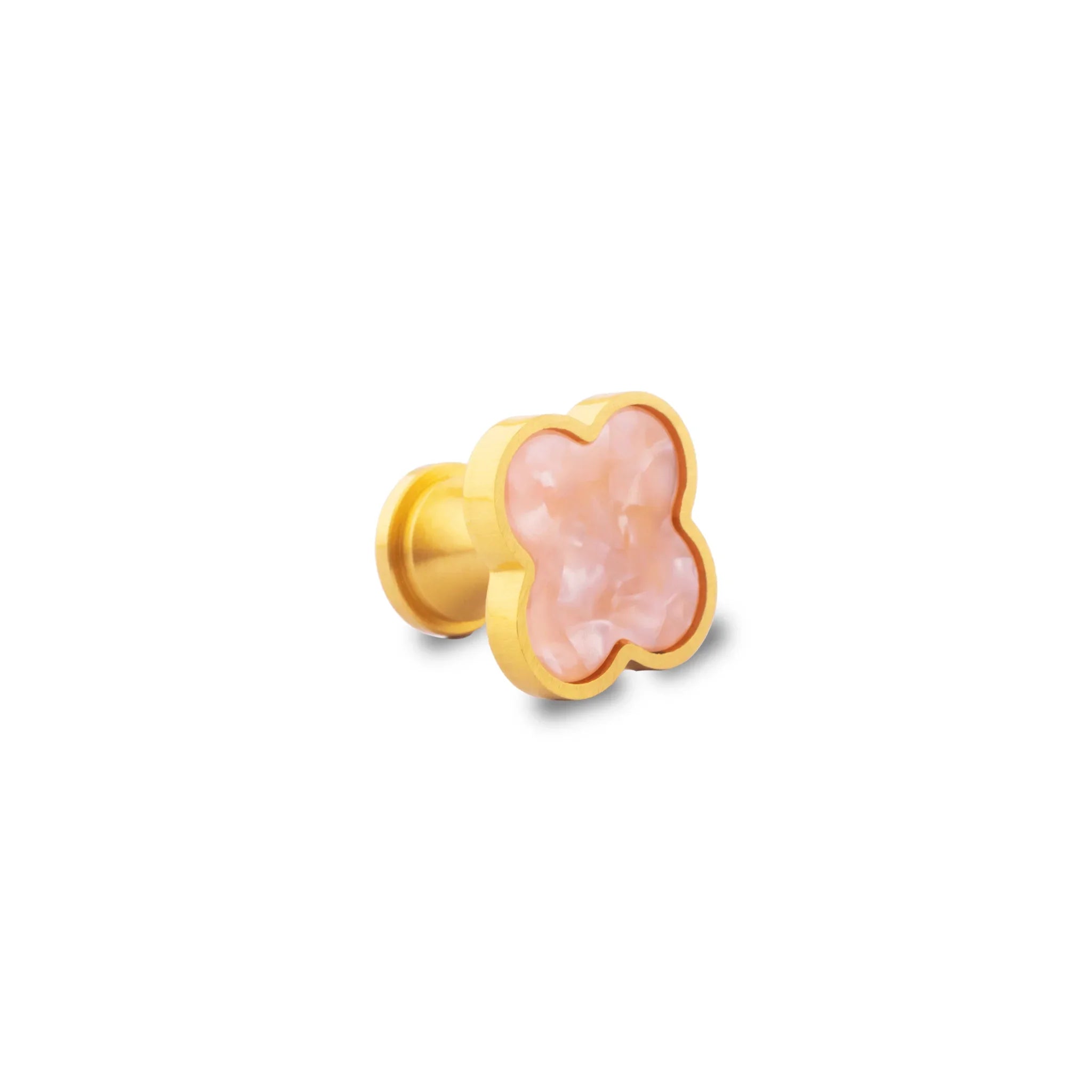 Acrylic and brass round drawer knob in Pink finish by Mantara for cabinets, wardrobes and kitchen drawers. Alhambra knob A-0006