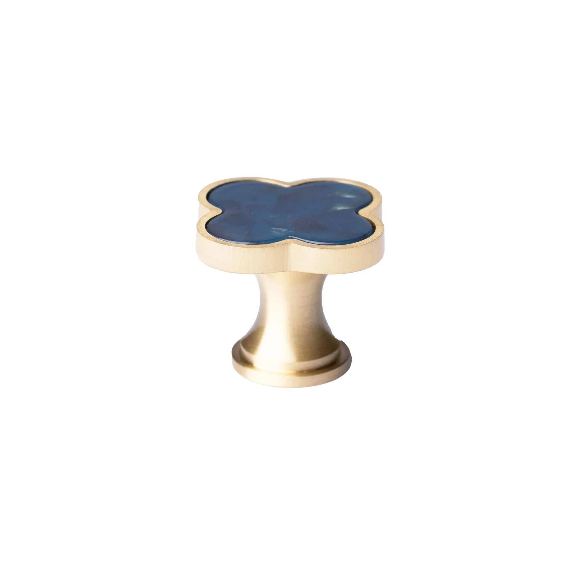 Acrylic and brass round drawer knob in Blue finish by Mantara for cabinets, wardrobes and kitchen drawers. Alhambra knob A-0006