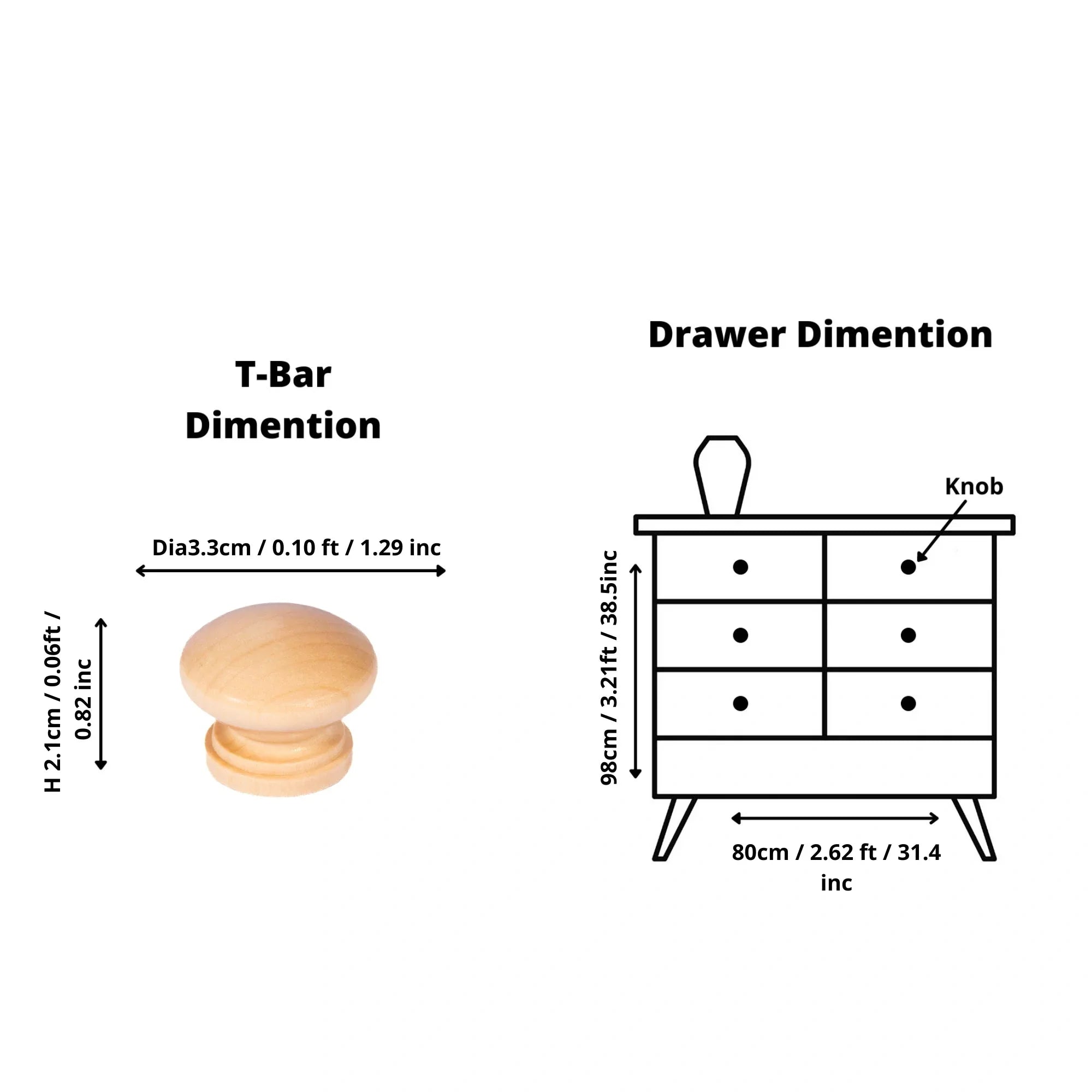 Cabinet knob made of wood in beech finish by Mantara, model W-0044 - modern wood knob for furniture.