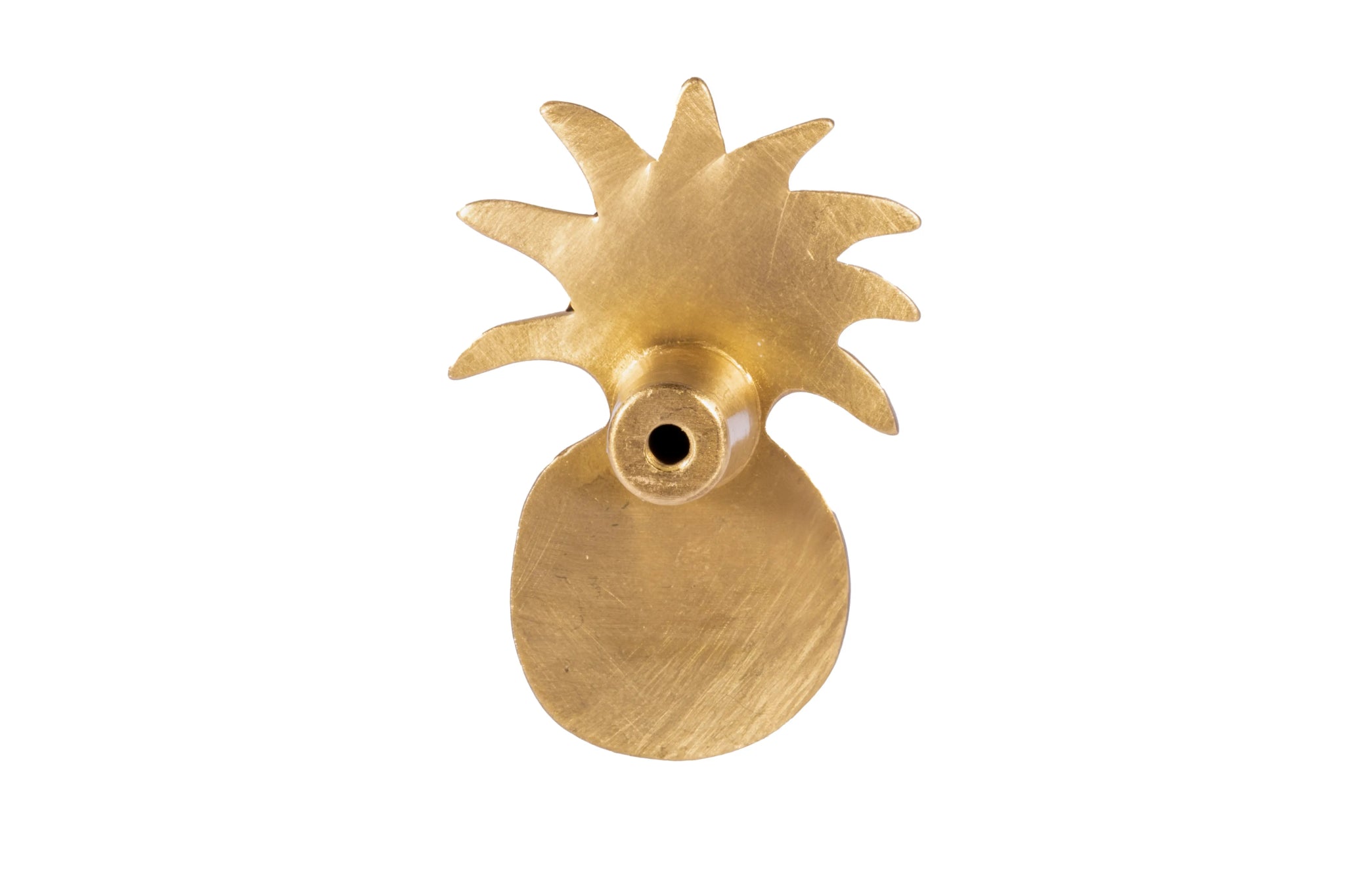 The Ananas Knob by Mantara B-0110 is a modern brushed brass knob in gold, ideal for dressers, cabinets, and kitchens.