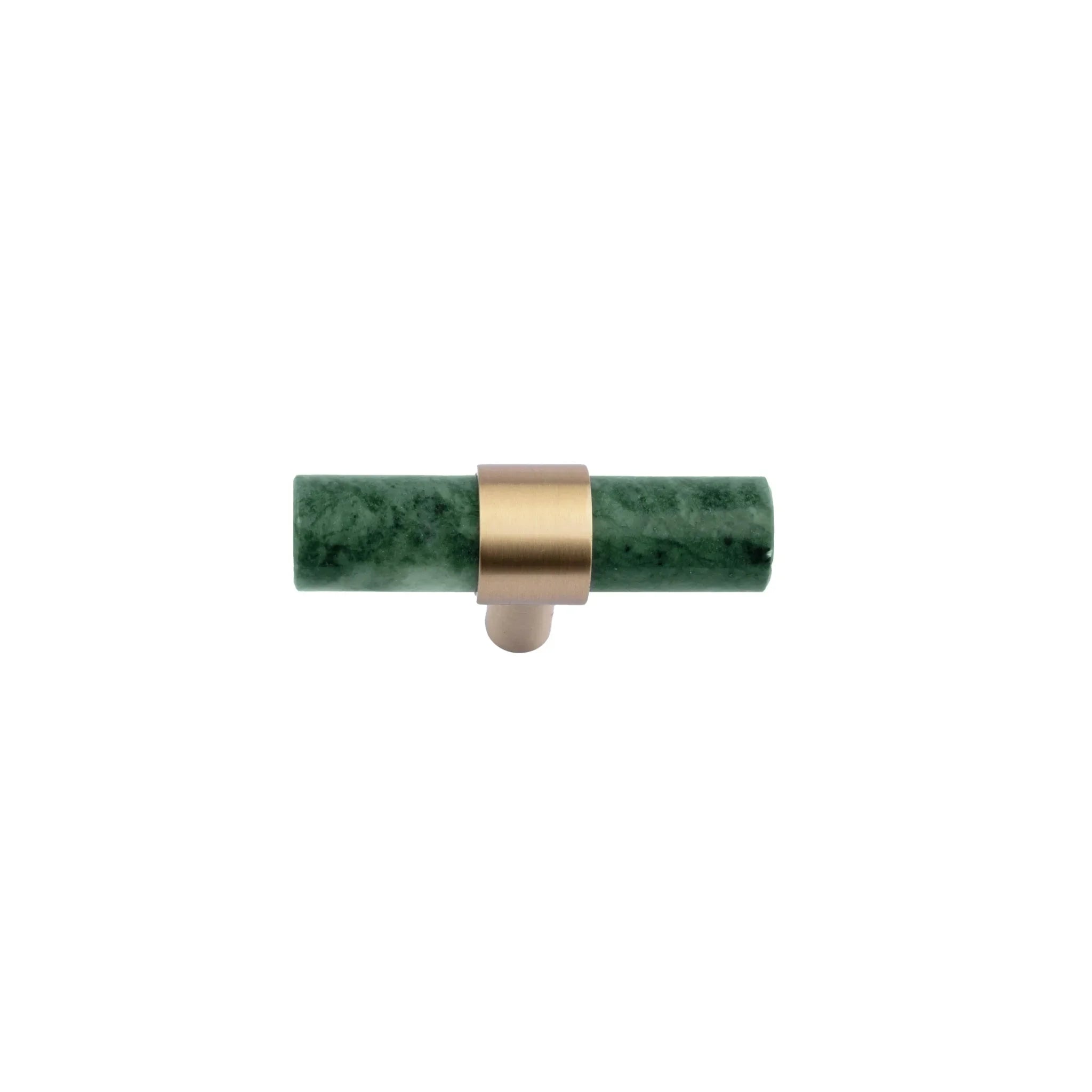 Marble & brass T-bar handle in white, green and black finish by Mantara, model M-0009-T, bar handle, cabinet handle, marble handle.