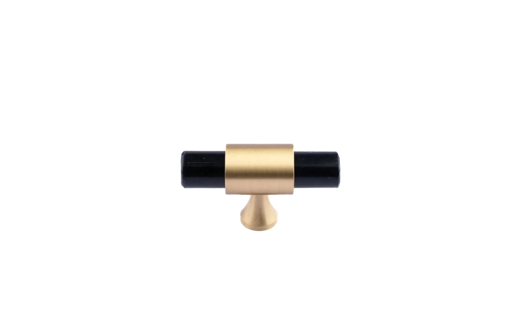 Marble & brass T-bar handle in white, green and black finish by Mantara, model M-0009-T, bar handle, cabinet handle, marble handle.