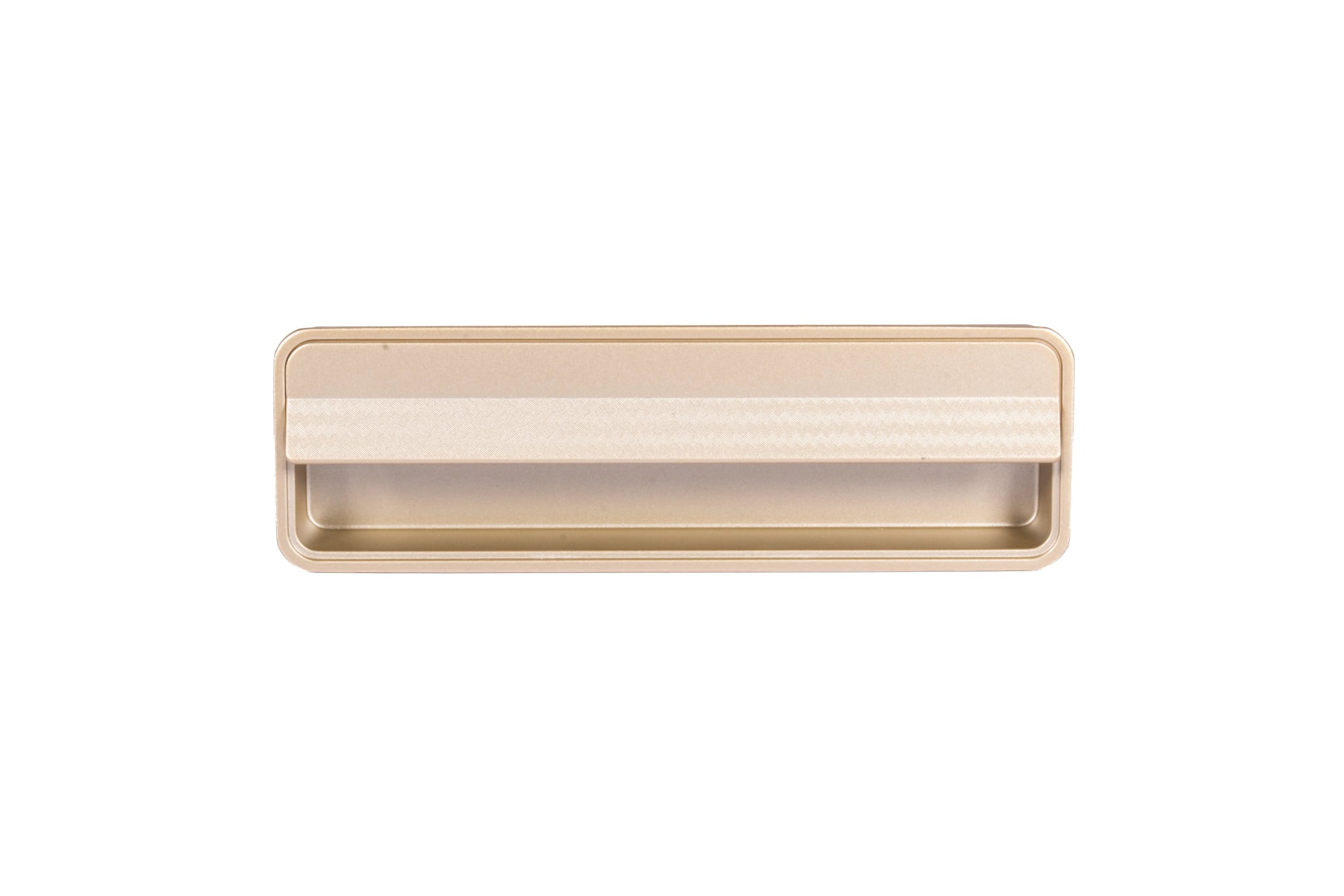 Mantara Arcane Handle Z-0015 is a modern zinc alloy handle in brushed gold finish, ideal for kitchen drawers, dresser drawers.