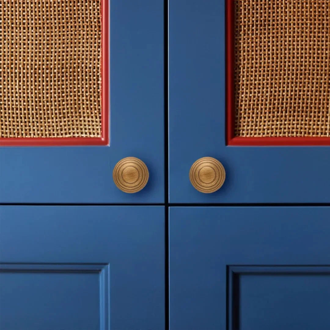 Made from high-grade brass with a brushed finish Brass knob, black knob, luxury hardware knob. Mantara, Astral Knob, B-0002