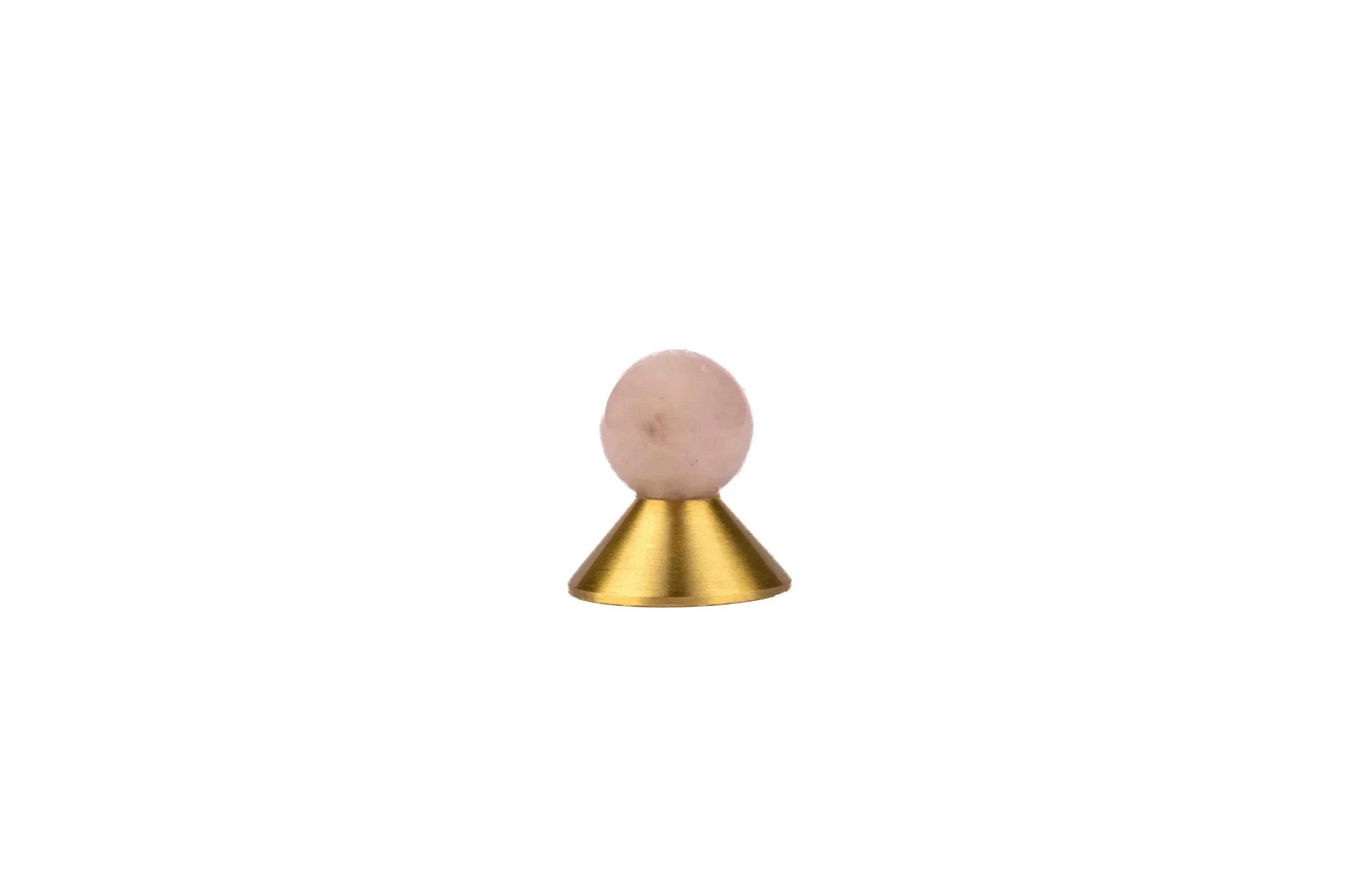 Crystal and brass round cabinet knob in pink finish by Mantara, model Astro Knob with C-0021.