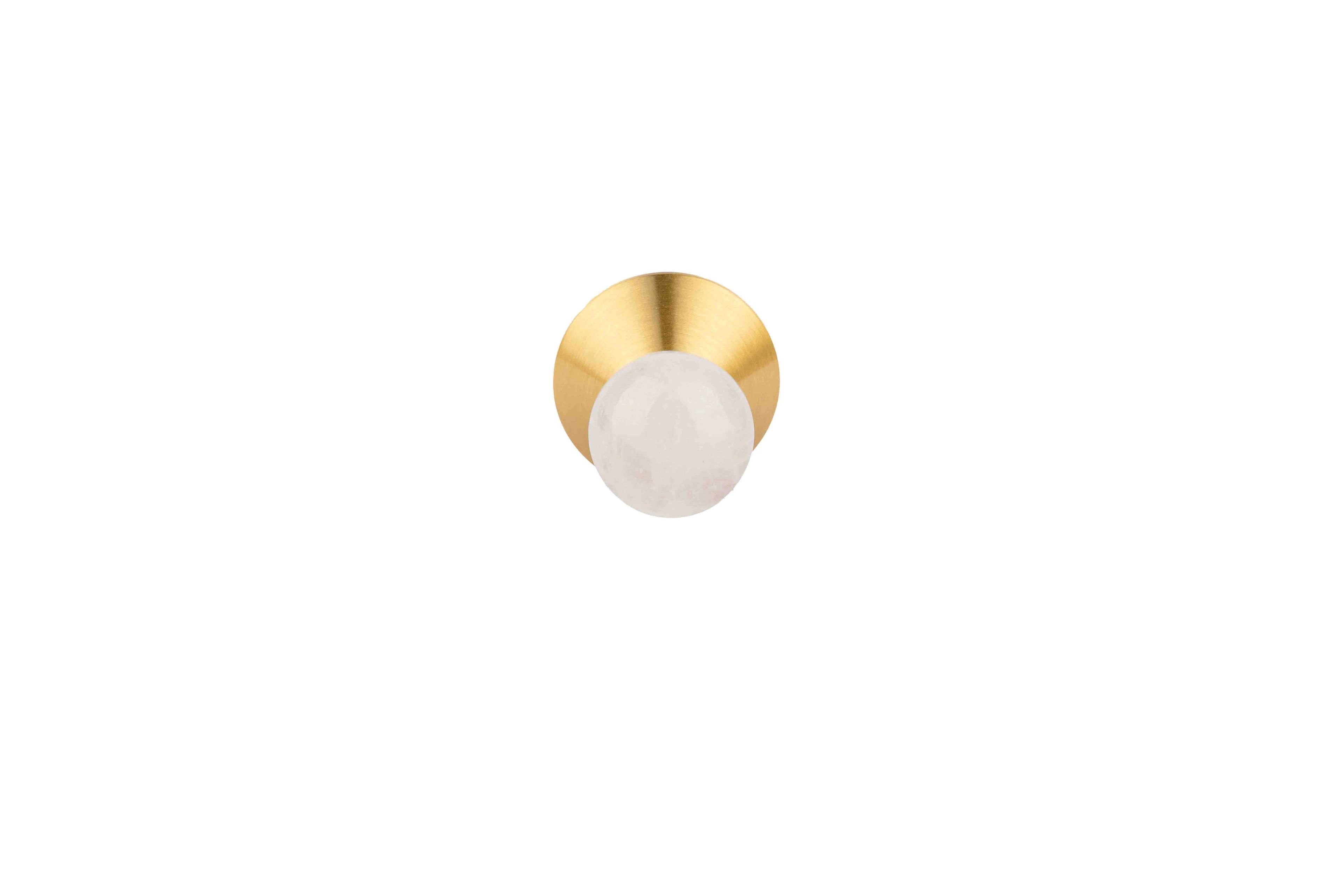 Crystal and brass round cabinet knob in green finish by Mantara, model Astro Knob with C-0021.