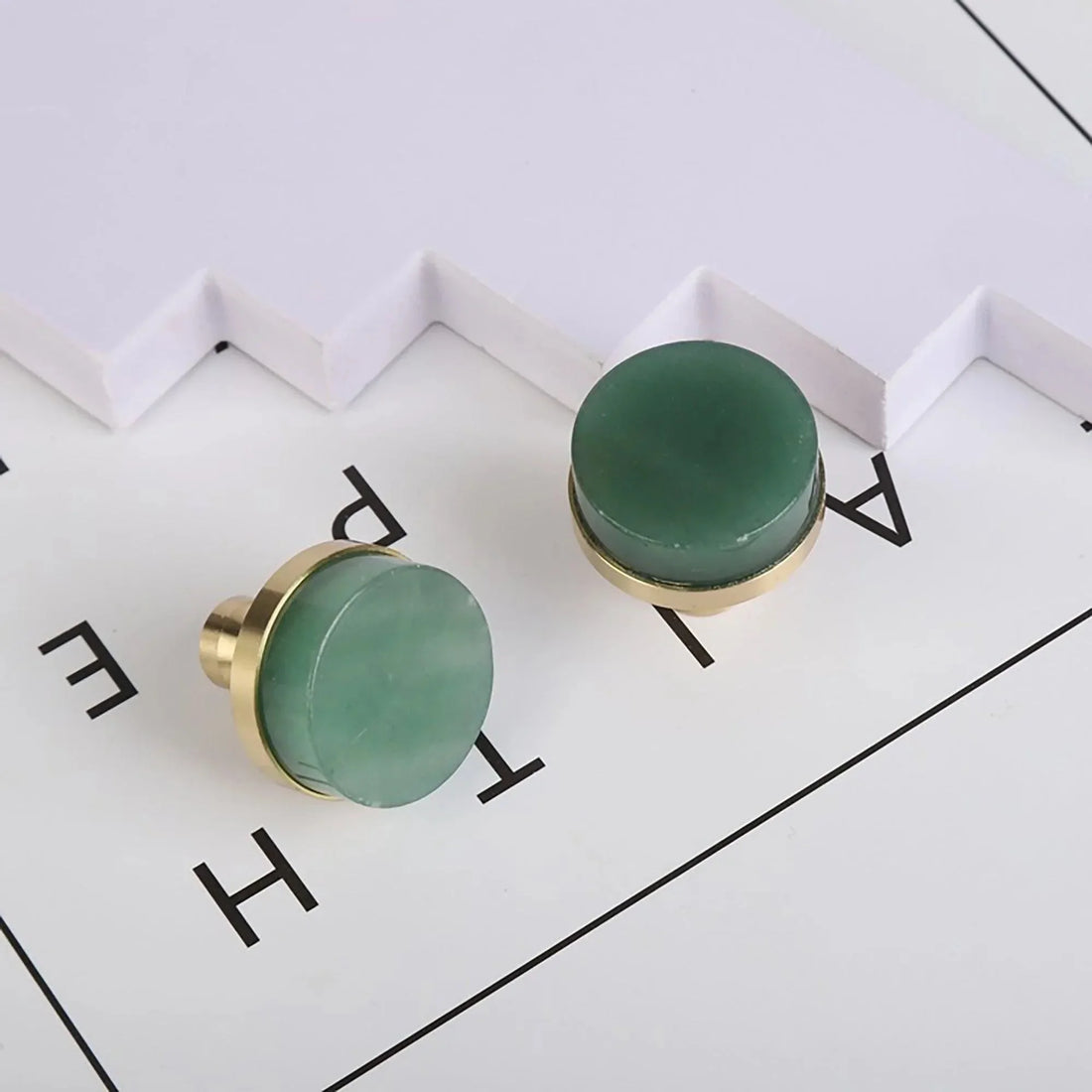 Ceramic round cabinet knob in green finish by Mantara, model Cloud Knob, Drawer knob with C-0003.