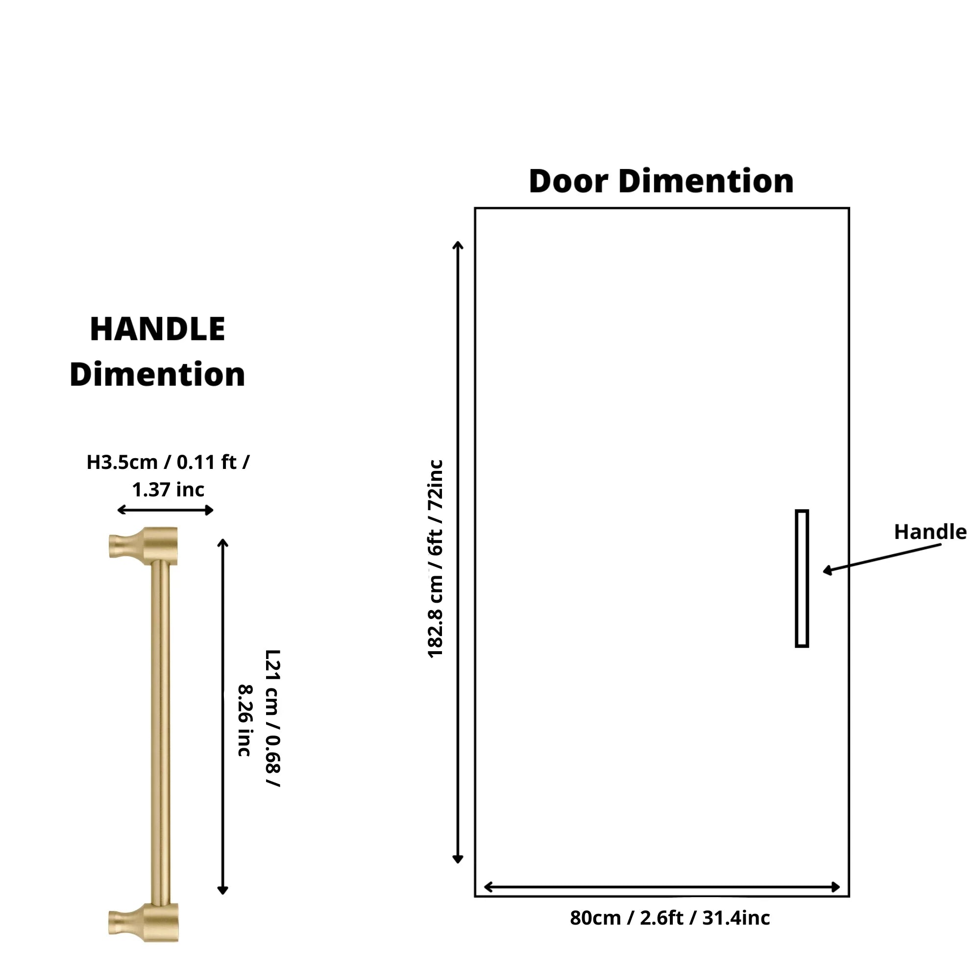Brass pull handle in brushed gold finish by Mantara, for kitchen cabinets or wardrobes, model Aurelia Handle B-0108.