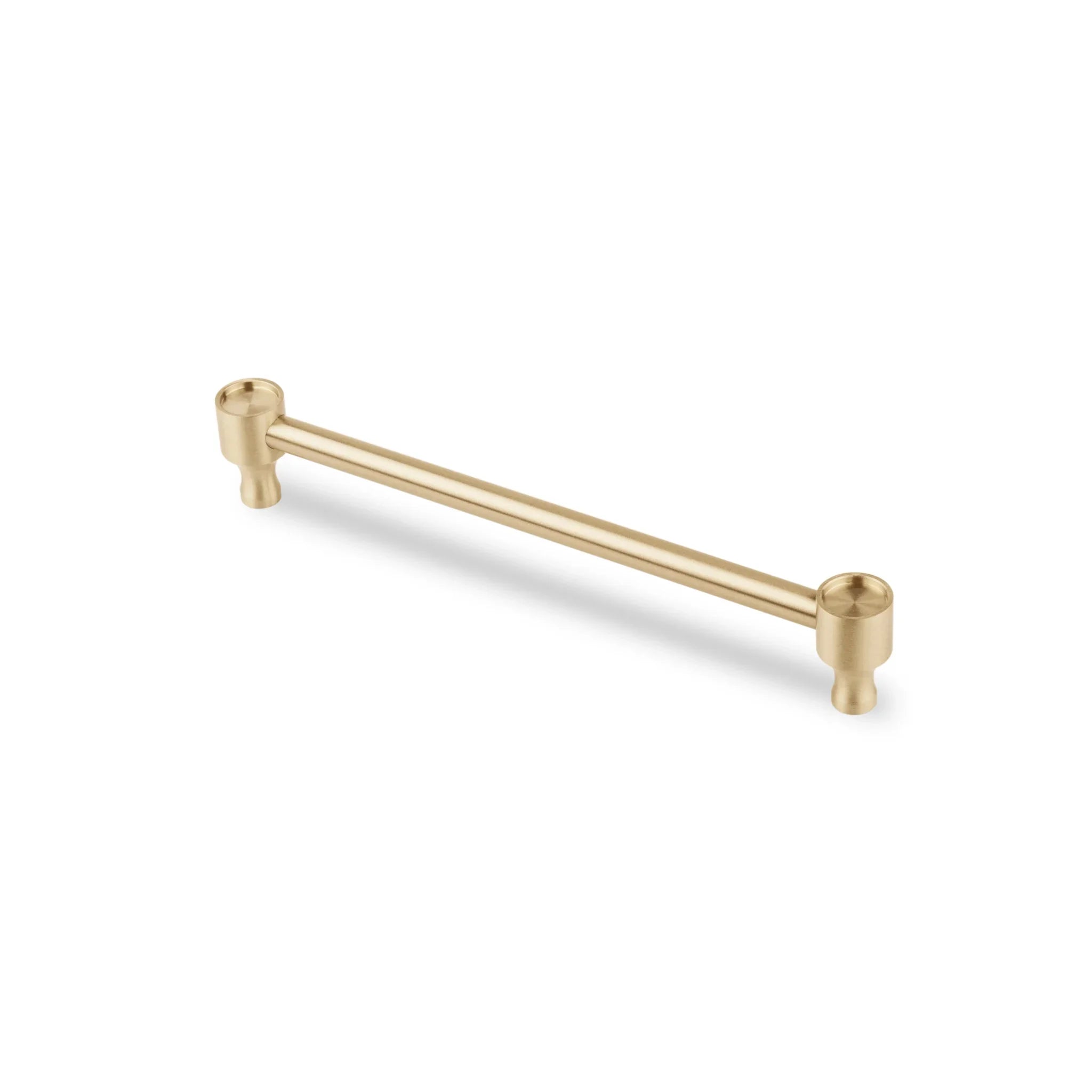 Brass pull handle in brushed gold finish by Mantara, for kitchen cabinets or wardrobes, model Aurelia Handle B-0108.