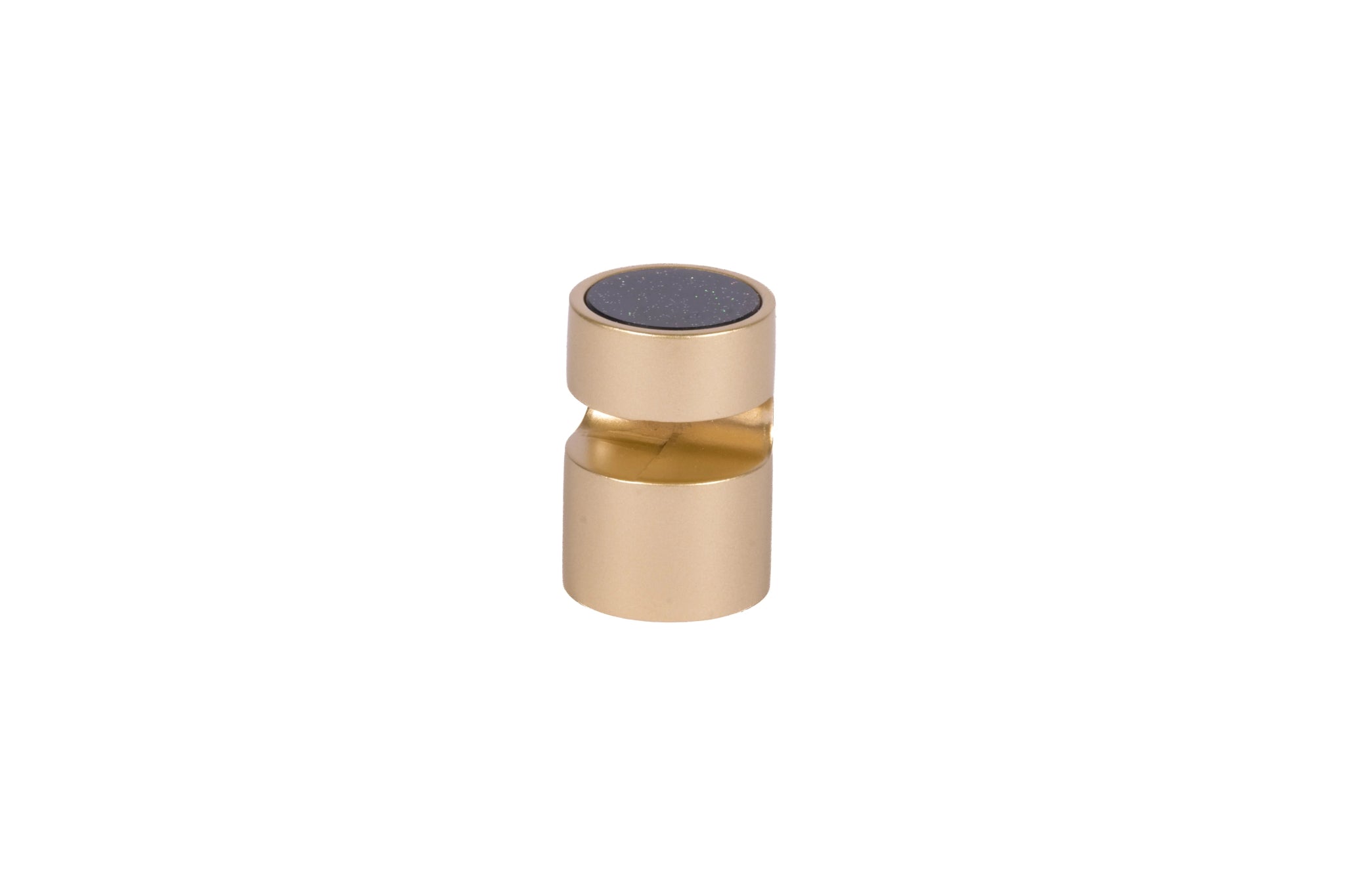 Mantara Auris Handle Z-0019 is a modern zinc alloy and acrylic knob in brushed gold finish, ideal for kitchen drawers, dresser drawers.