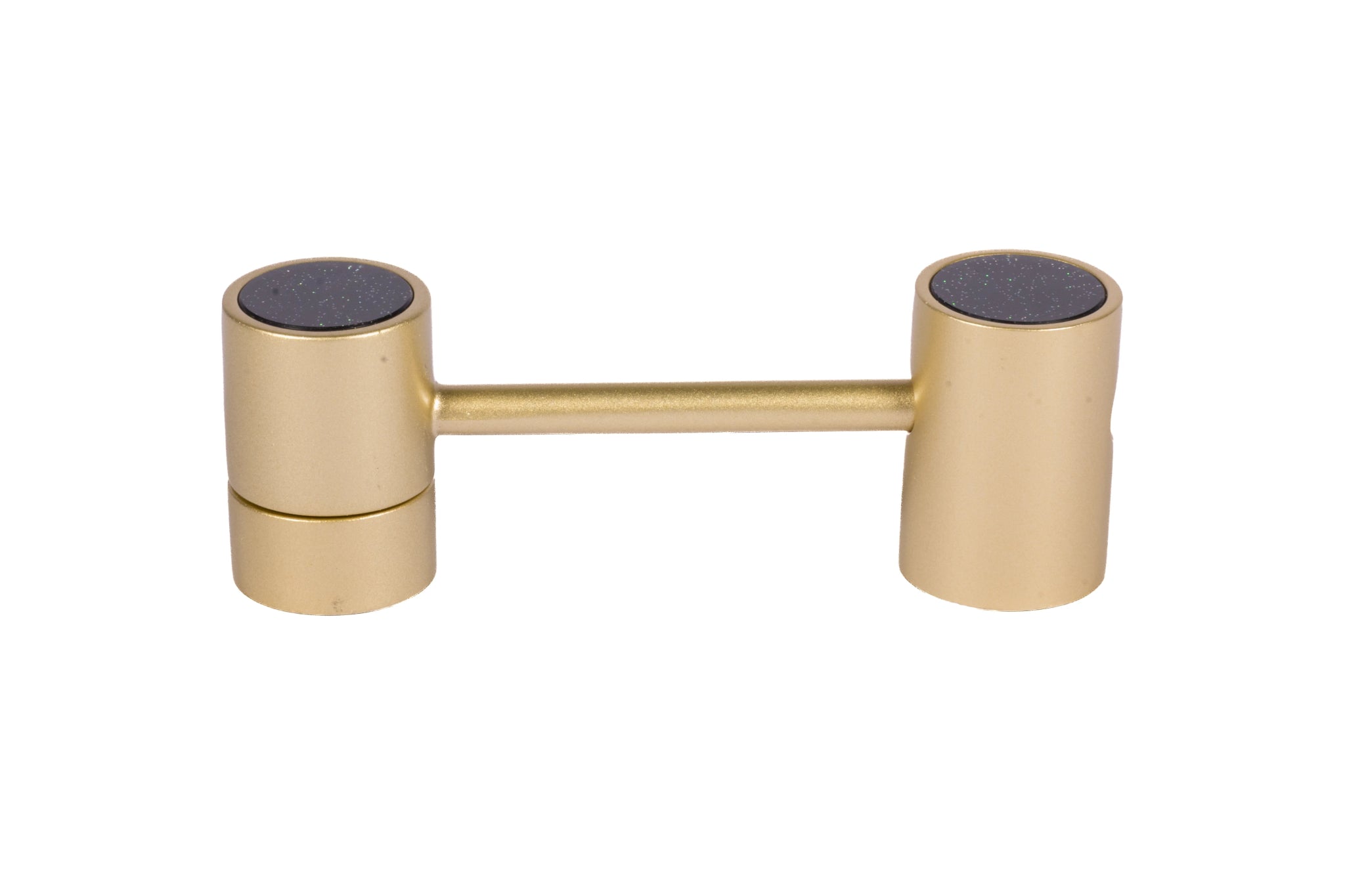 Mantara Auris Handle Z-0019 is a modern zinc alloy and acrylic knob in brushed gold finish, ideal for kitchen drawers, dresser drawers.