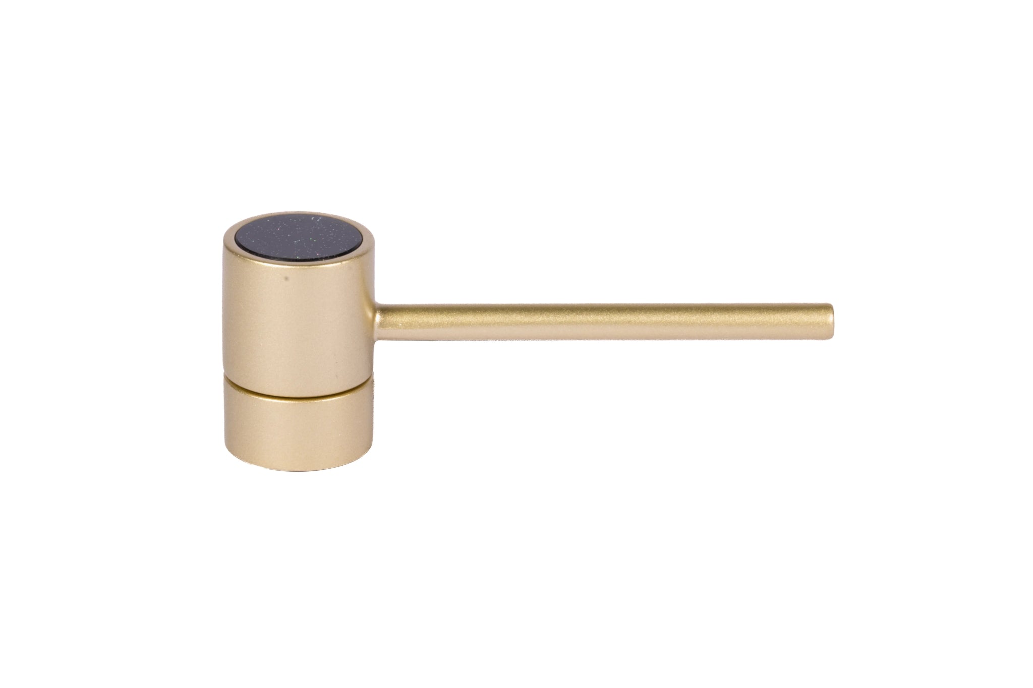 Mantara Auris Handle Z-0019 is a modern zinc alloy and acrylic knob in brushed gold finish, ideal for kitchen drawers, dresser drawers.
