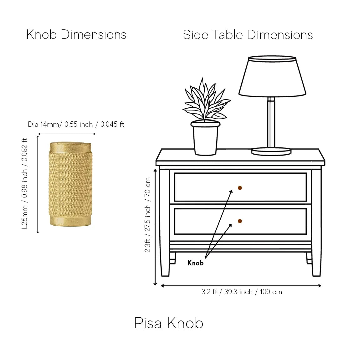 Mantara Pisa Knob B-0060 is a modern brushed brass handle in gold, ideal for wardrobes, cabinets, and main doors.