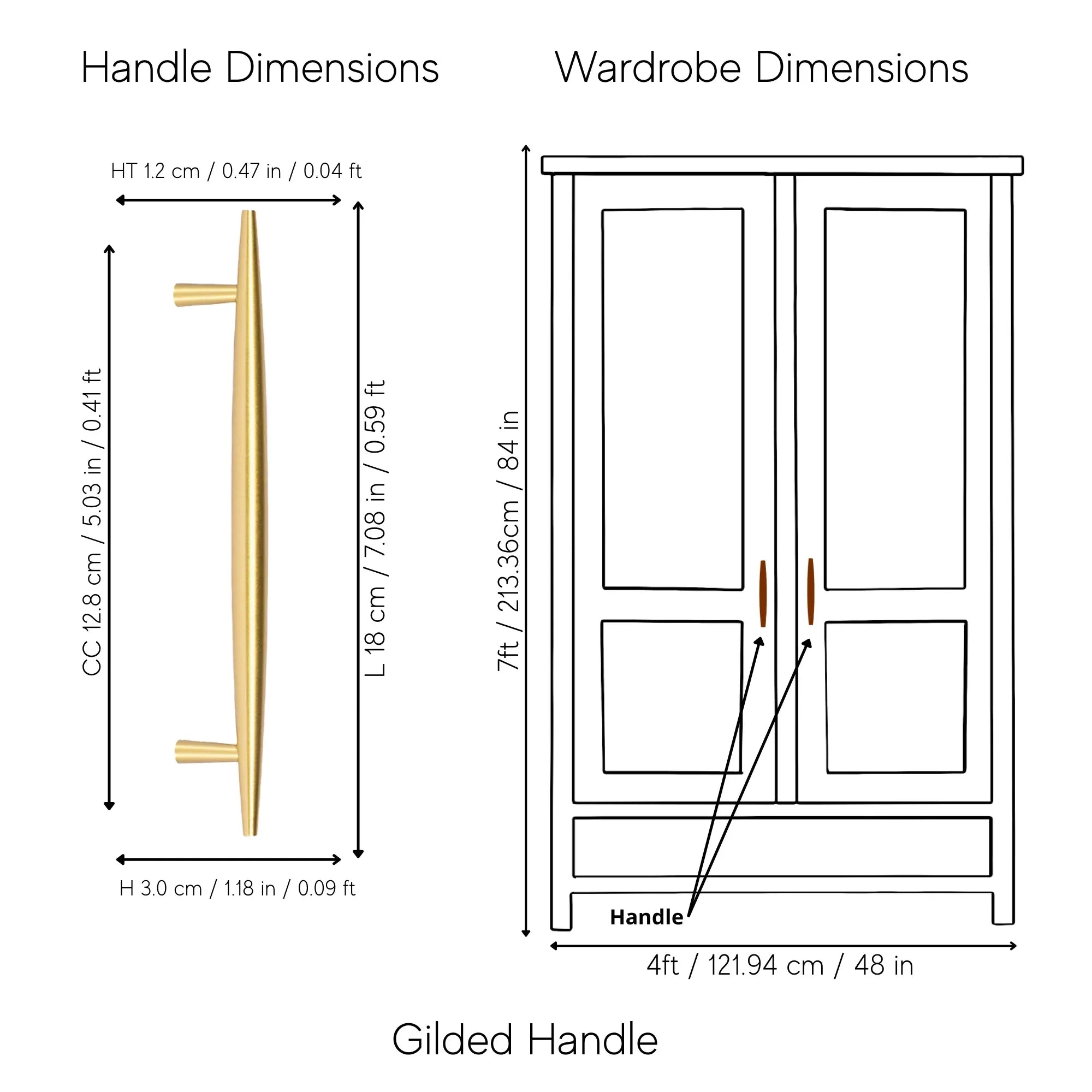 Mantara Gilded T Bar Handle B-0072 is a modern brass handle in brushed gold, ideal for wardrobes, doors, and kitchens.