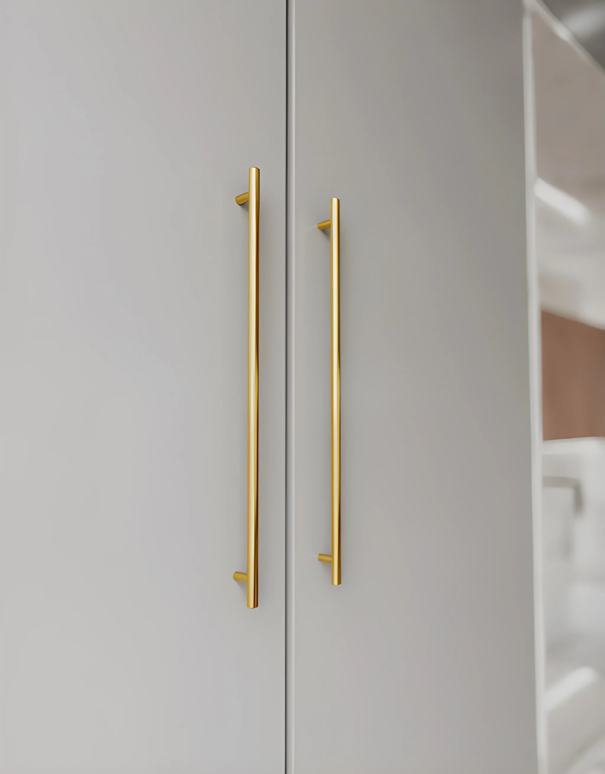 Cabinet pull handle, solid brass, brushed gold finish, Mantara, Sydney Handle, B-0080, ideal for wardrobes and kitchens.