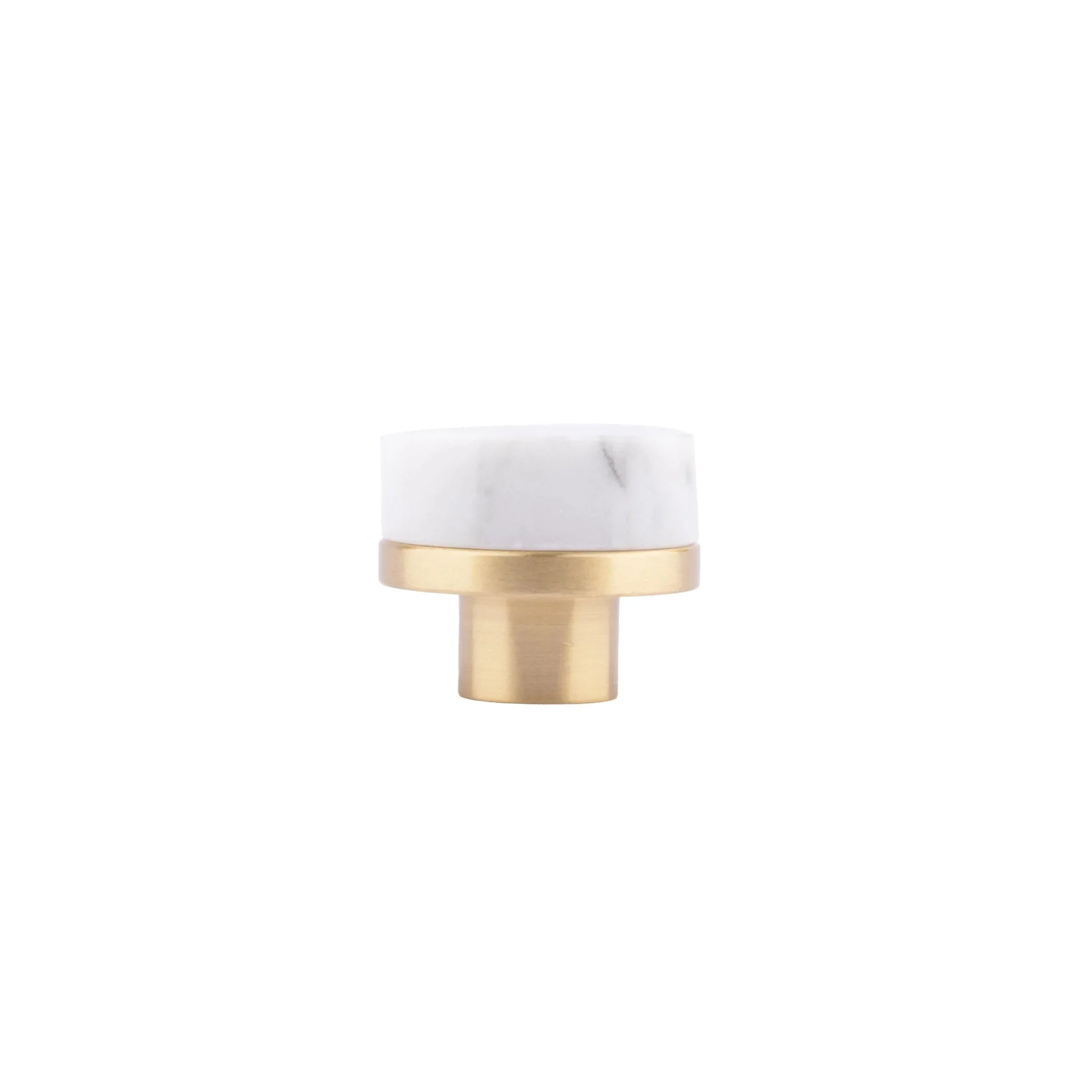 Marble and brass round knob in white finish by Mantara M-0003, Suitable for door knob, cabinet knob, Kitchen, Bathroom knob.