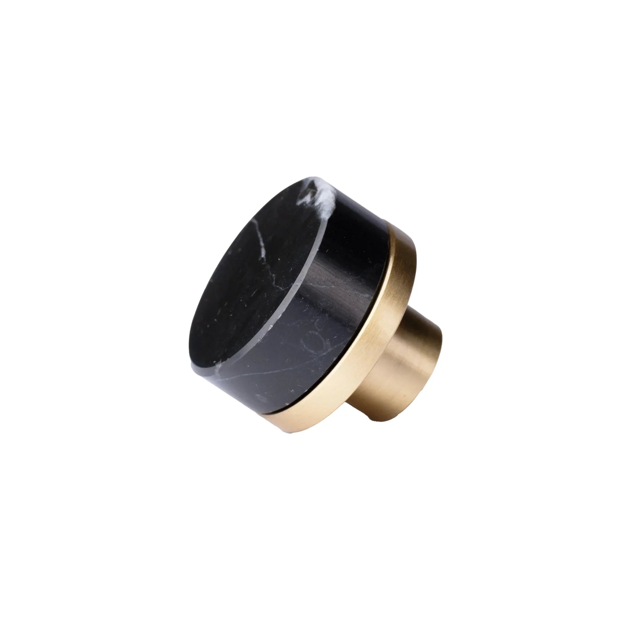 Marble and brass round knob in black finish by Mantara M-0003, Suitable for door knob, cabinet knob, Kitchen, Bathroom knob.