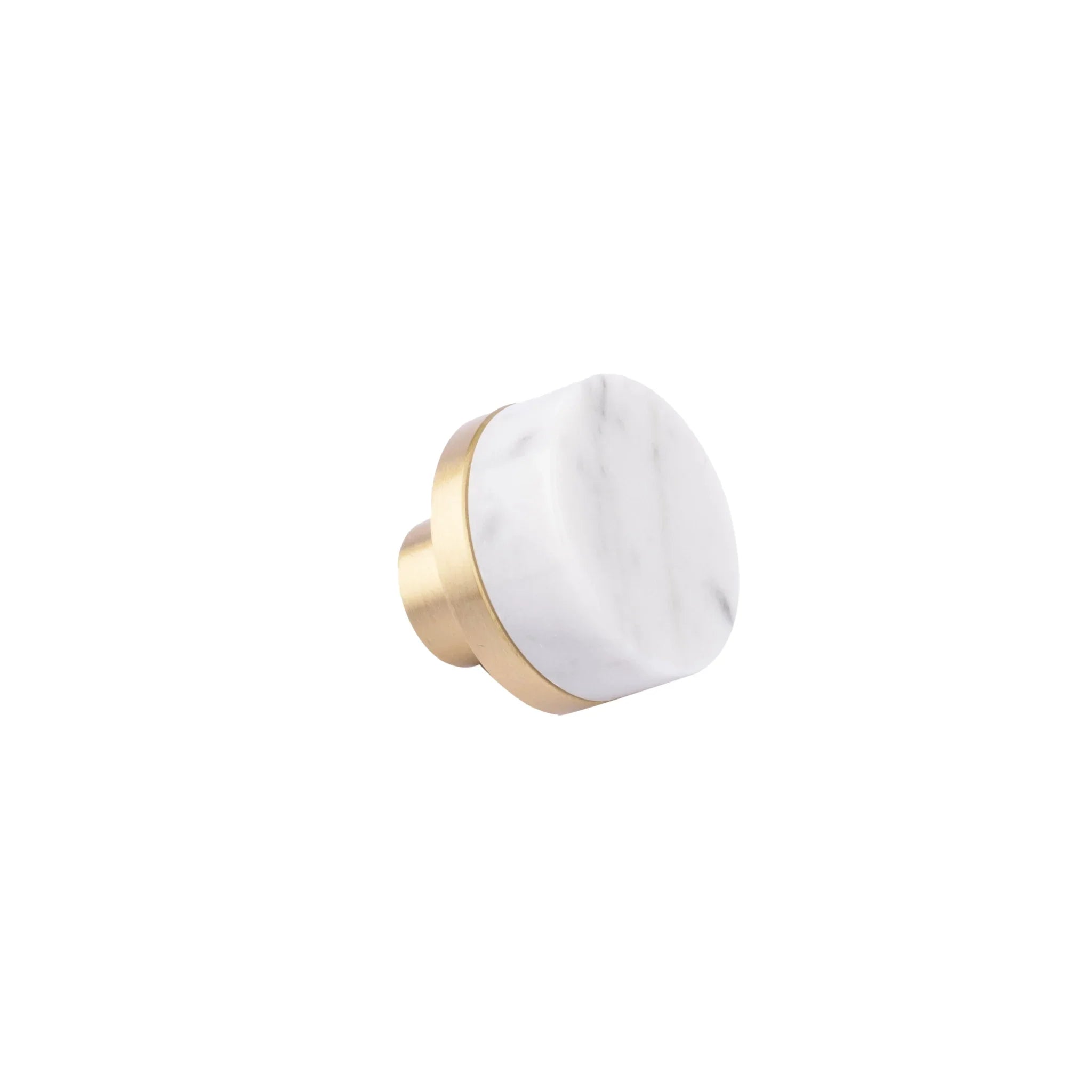 Marble and brass round knob in white finish by Mantara M-0003, Suitable for door knob, cabinet knob, Kitchen, Bathroom knob.