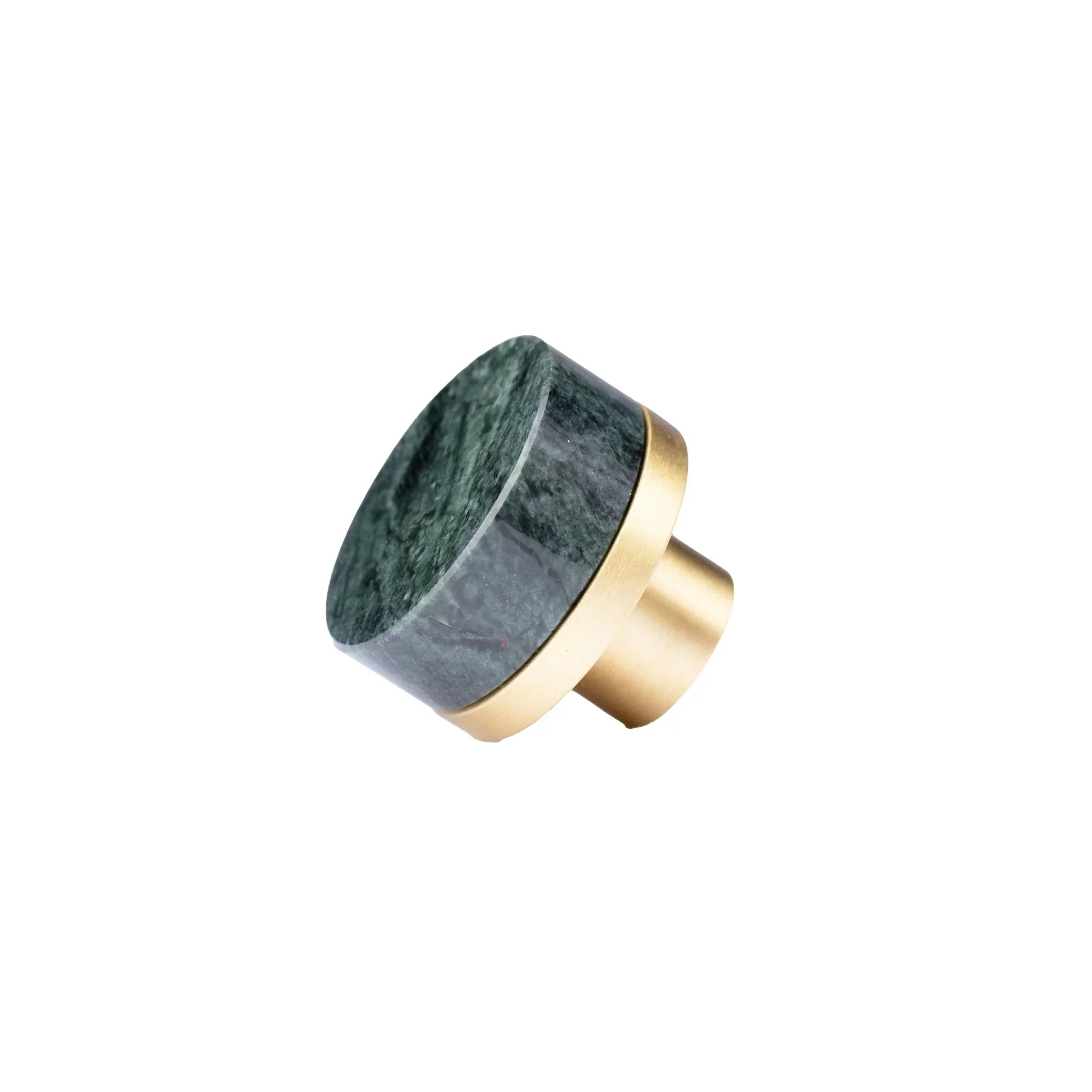 Marble and brass round knob in green finish by Mantara M-0003, Suitable for door knob, cabinet knob, Kitchen, Bathroom knob.