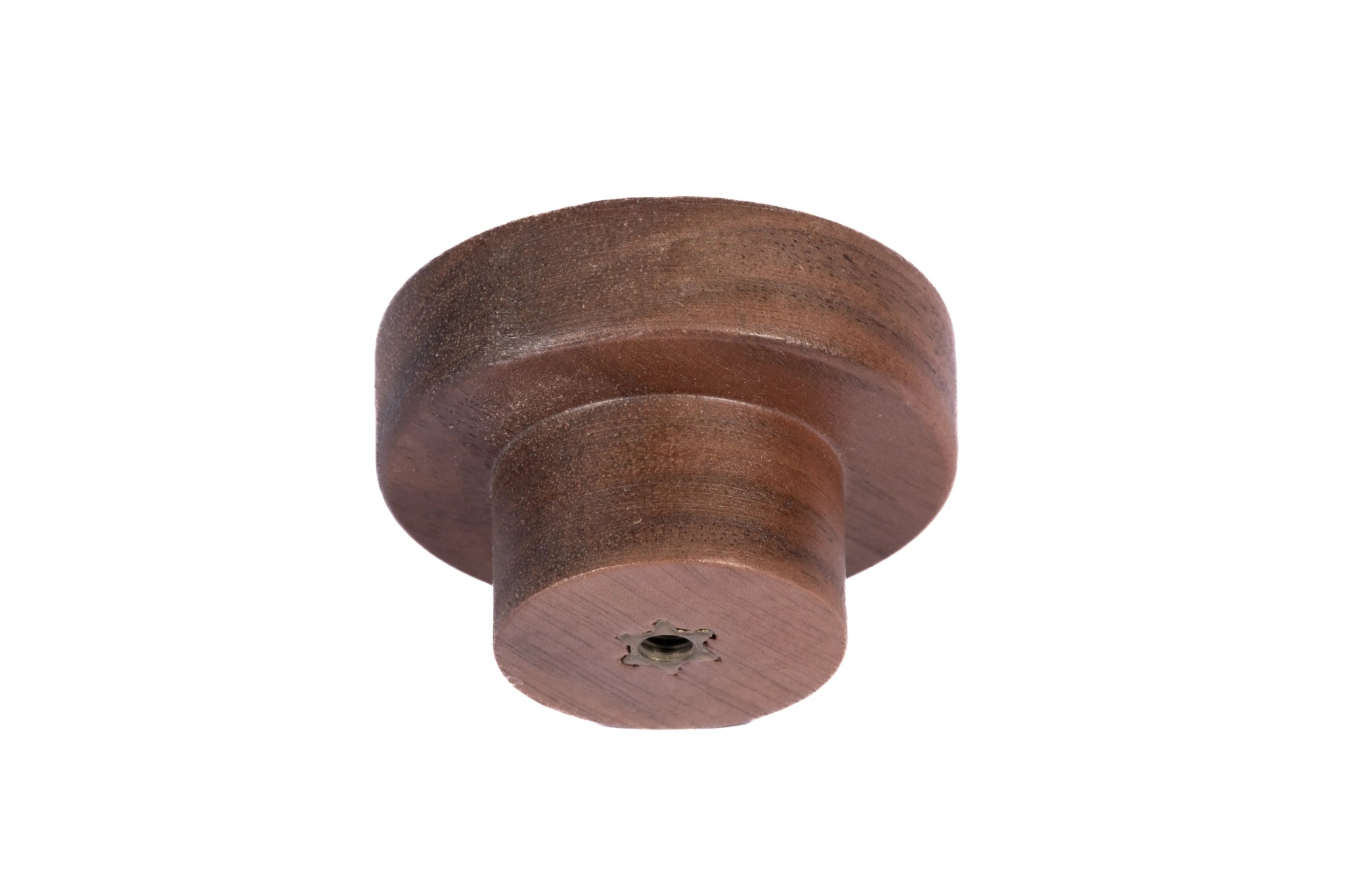Mantara Birchwood Knob W-0040 is a modern wood knob in walnut, ideal for kitchen or dresser drawers.