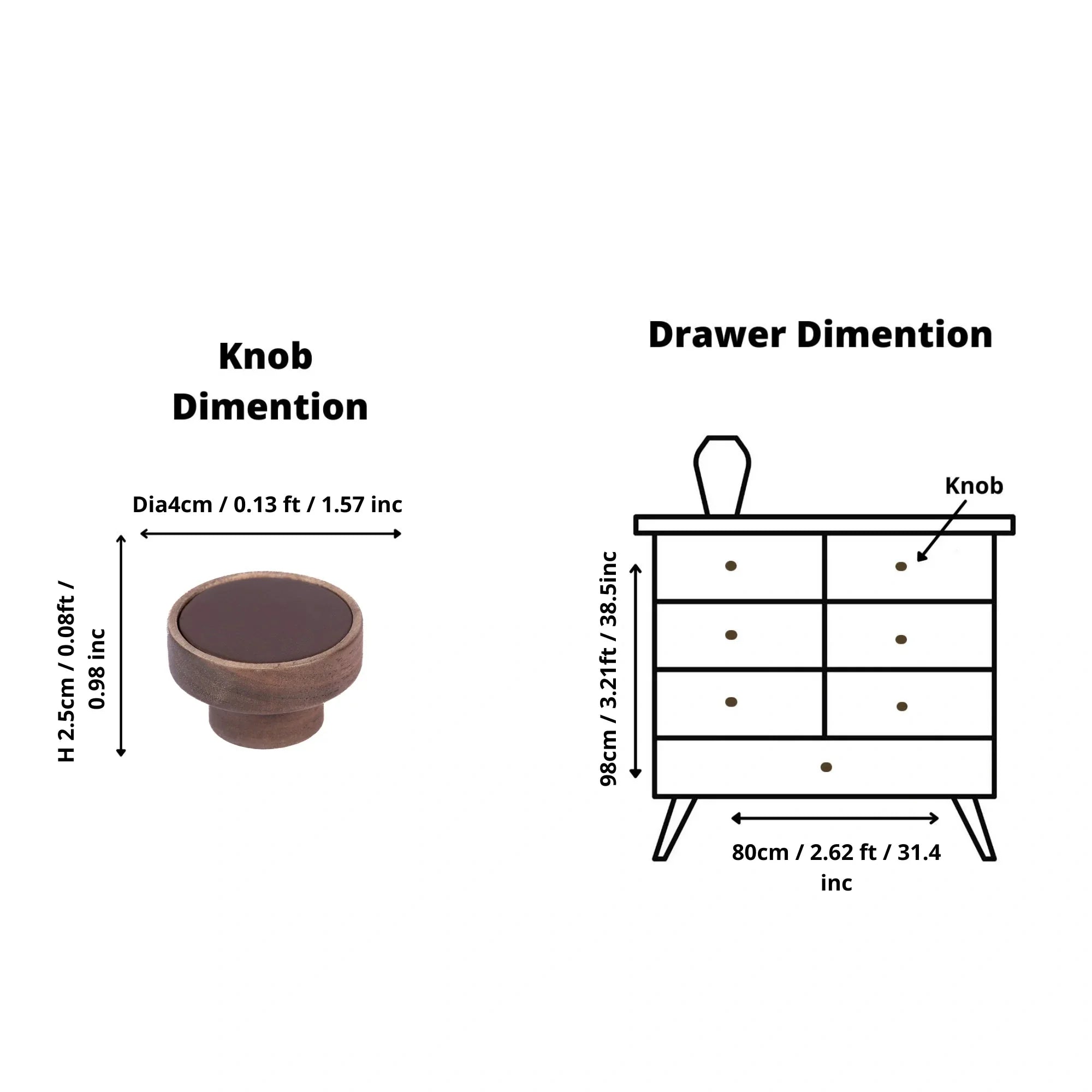 Wood round knob in beech and walnut finish by Mantara W-0040, suitable for drawers, bathroom, kids room knob.