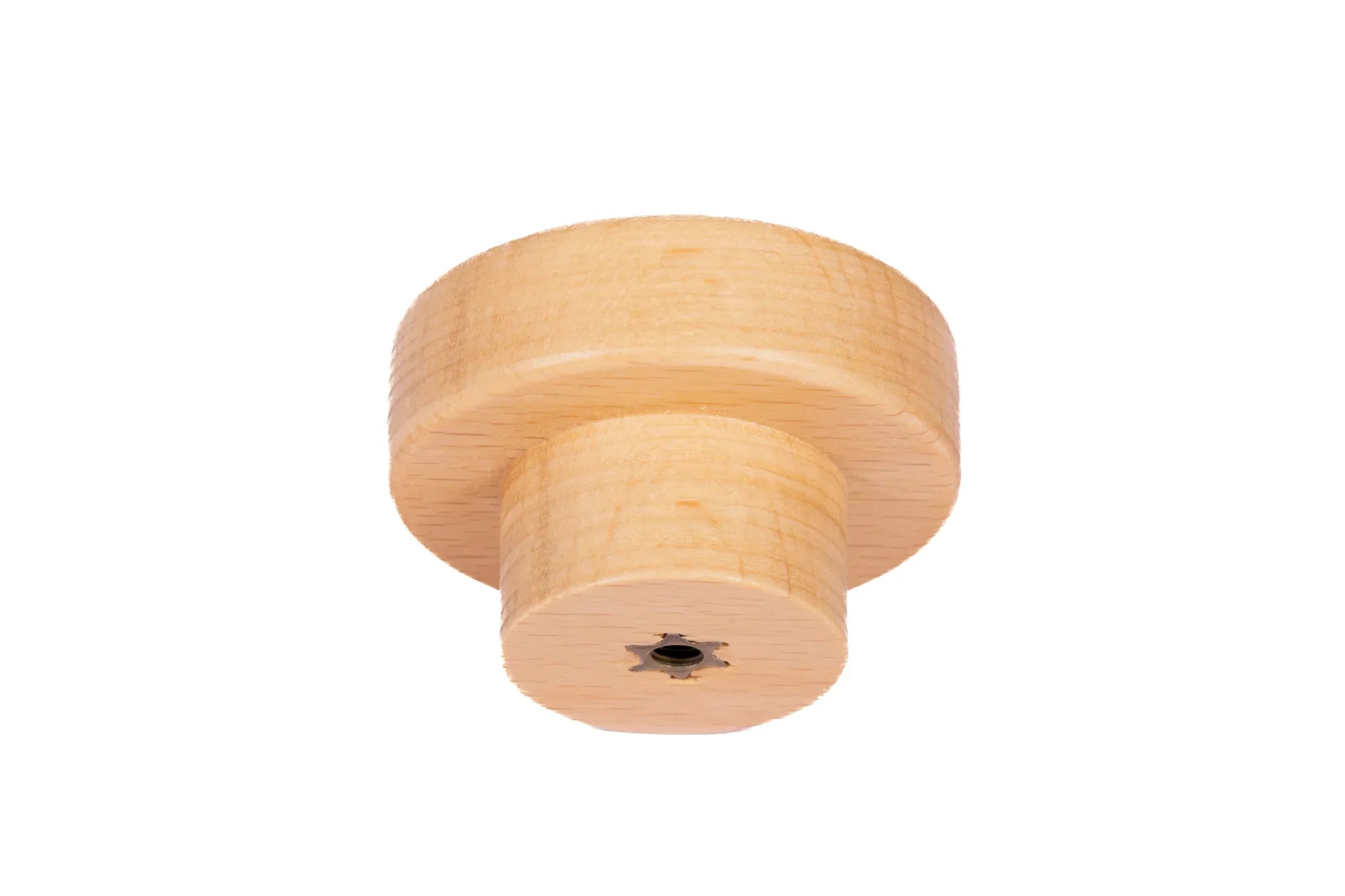 Wood round knob in beech and walnut finish by Mantara W-0040, suitable for drawers, bathroom, kids room knob.