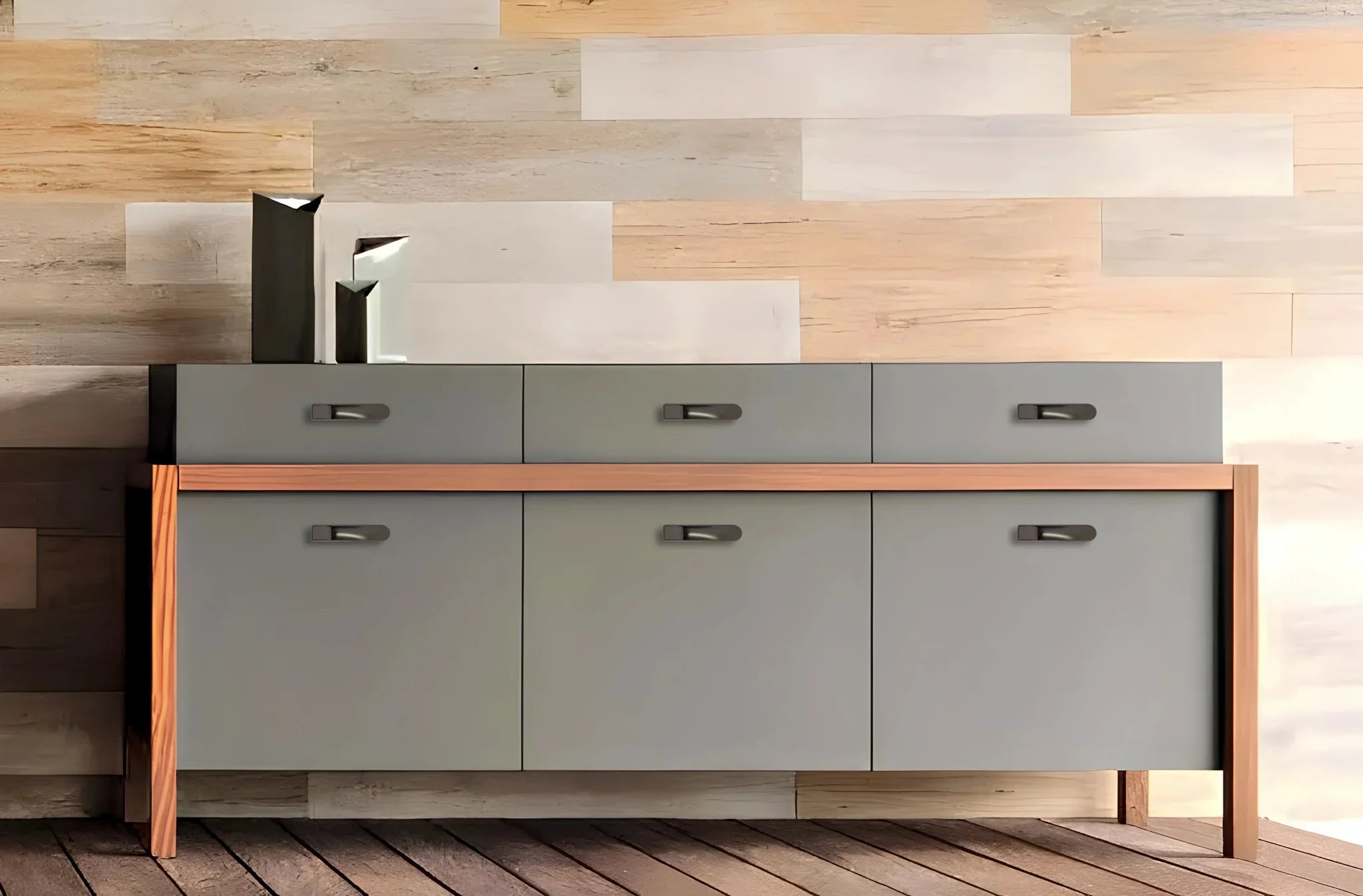 Mantara Bronel Handle Z-0033 is a modern zinc handle in brushed grey finish, ideal for kitchen and dresser drawers.