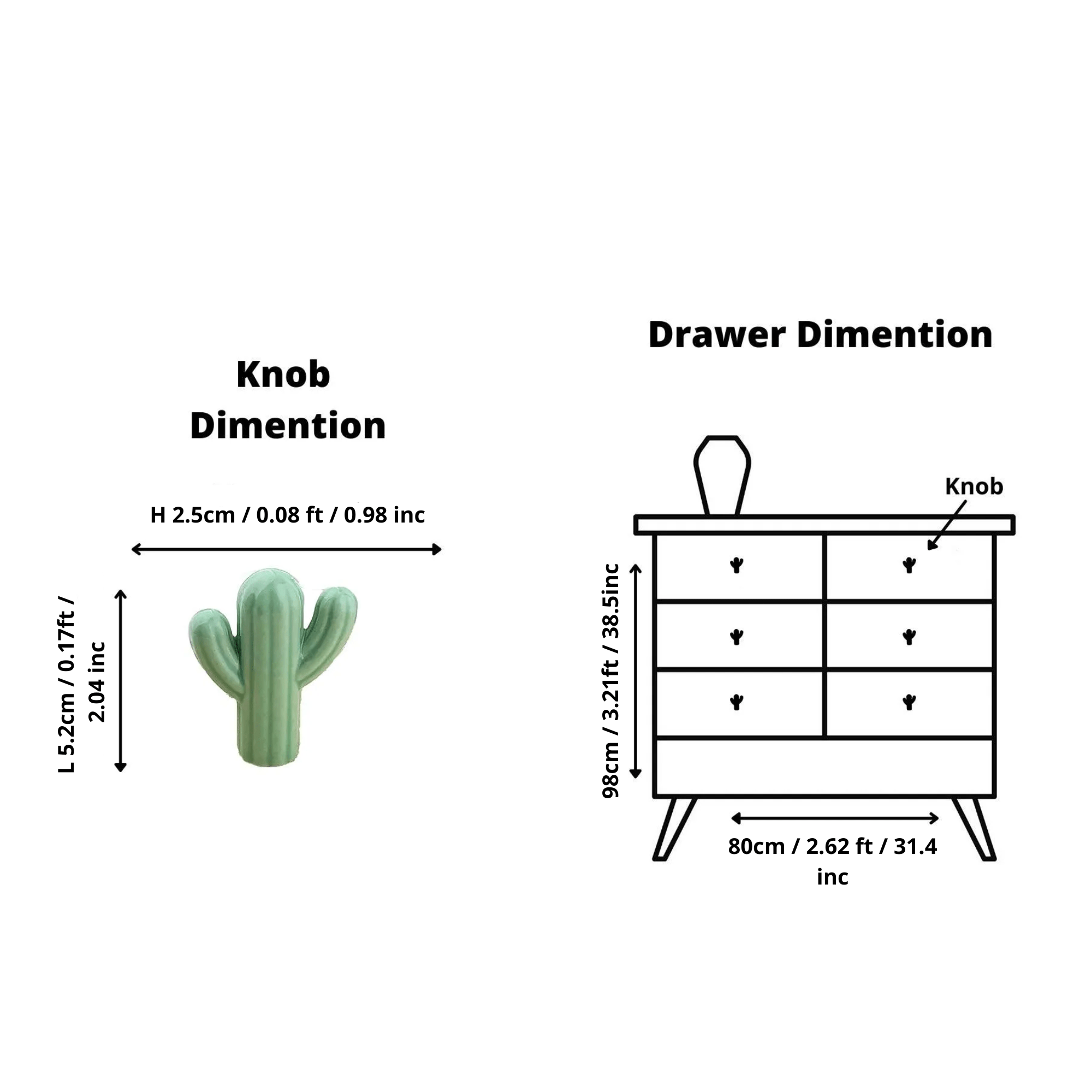 The Mantara CR-0004 Cactus Knob is a modern ceramic knob in green with a polished finish, perfect for wardrobes, drawers, and cabinets.
