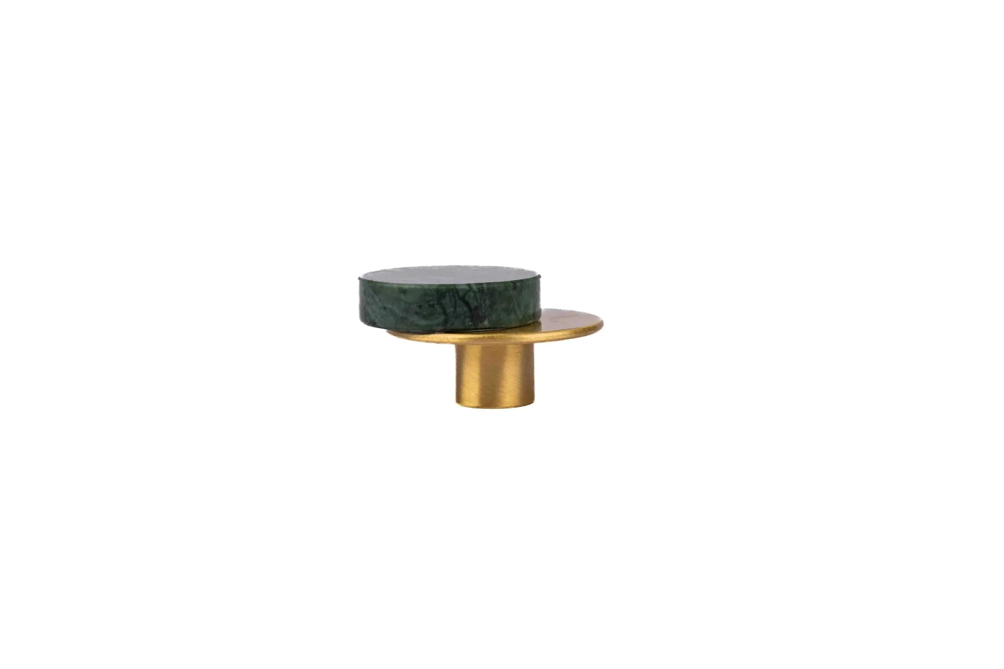 Mantara Calabra Knob M-0015 is a modern marble & brass knob in green, ideal for kitchen & dresser drawers.