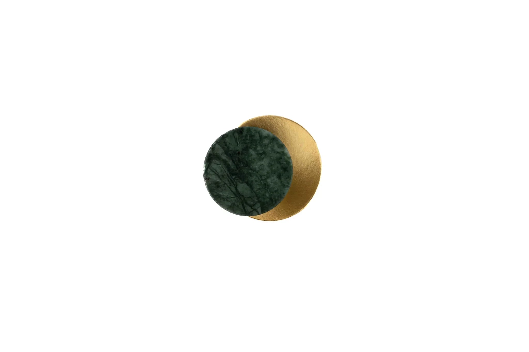 Mantara Calabra Knob M-0015 is a modern marble & brass knob in green, ideal for kitchen & dresser drawers.