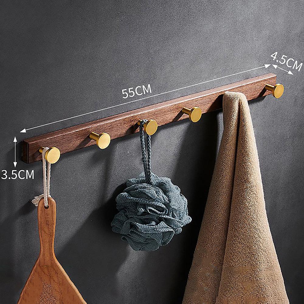 Calista Hook W-0011 in walnut & brushed brass, size 250&550mm, ideal for home & hotel spaces—by Mantara.