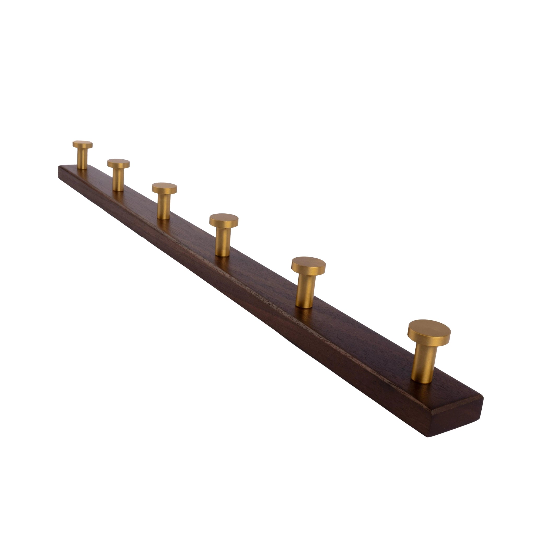 Calista Hook W-0011 in walnut & brushed brass, size 250&550mm, ideal for home & hotel spaces—by Mantara.