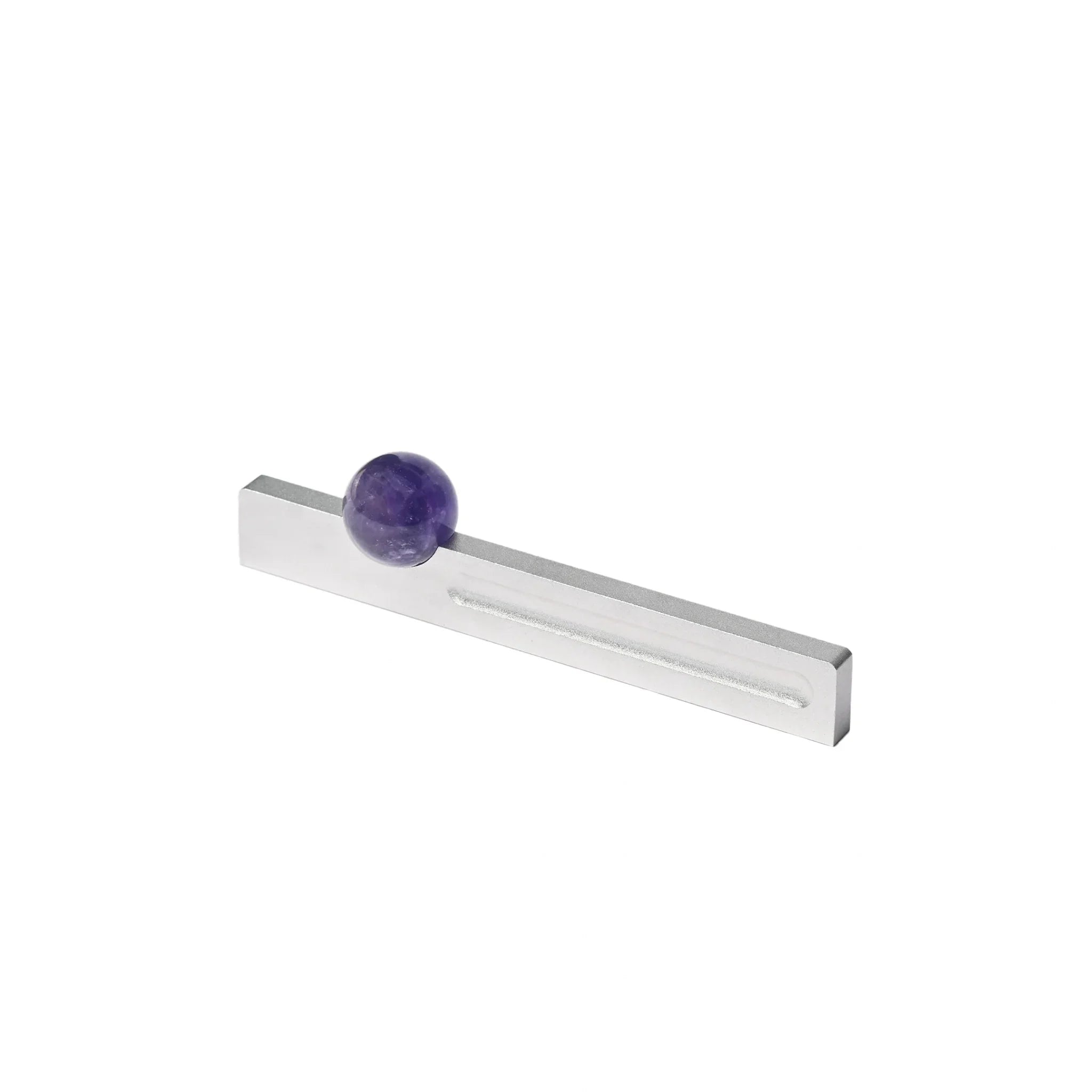 The Mantara C-0027 Calyx Handle is a modern crystal handle in silver and purple, ideal for cabinets, wardrobes, and drawers.