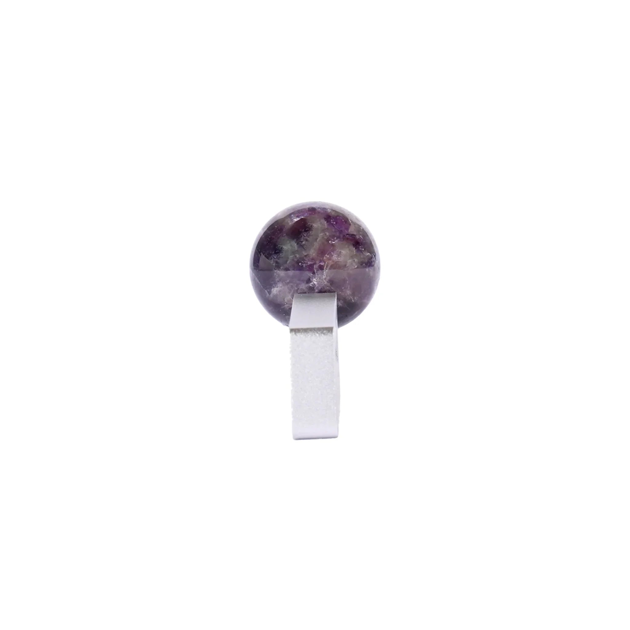 The Mantara C-0027 Calyx Handle is a modern crystal handle in silver and purple, ideal for cabinets, wardrobes, and drawers.